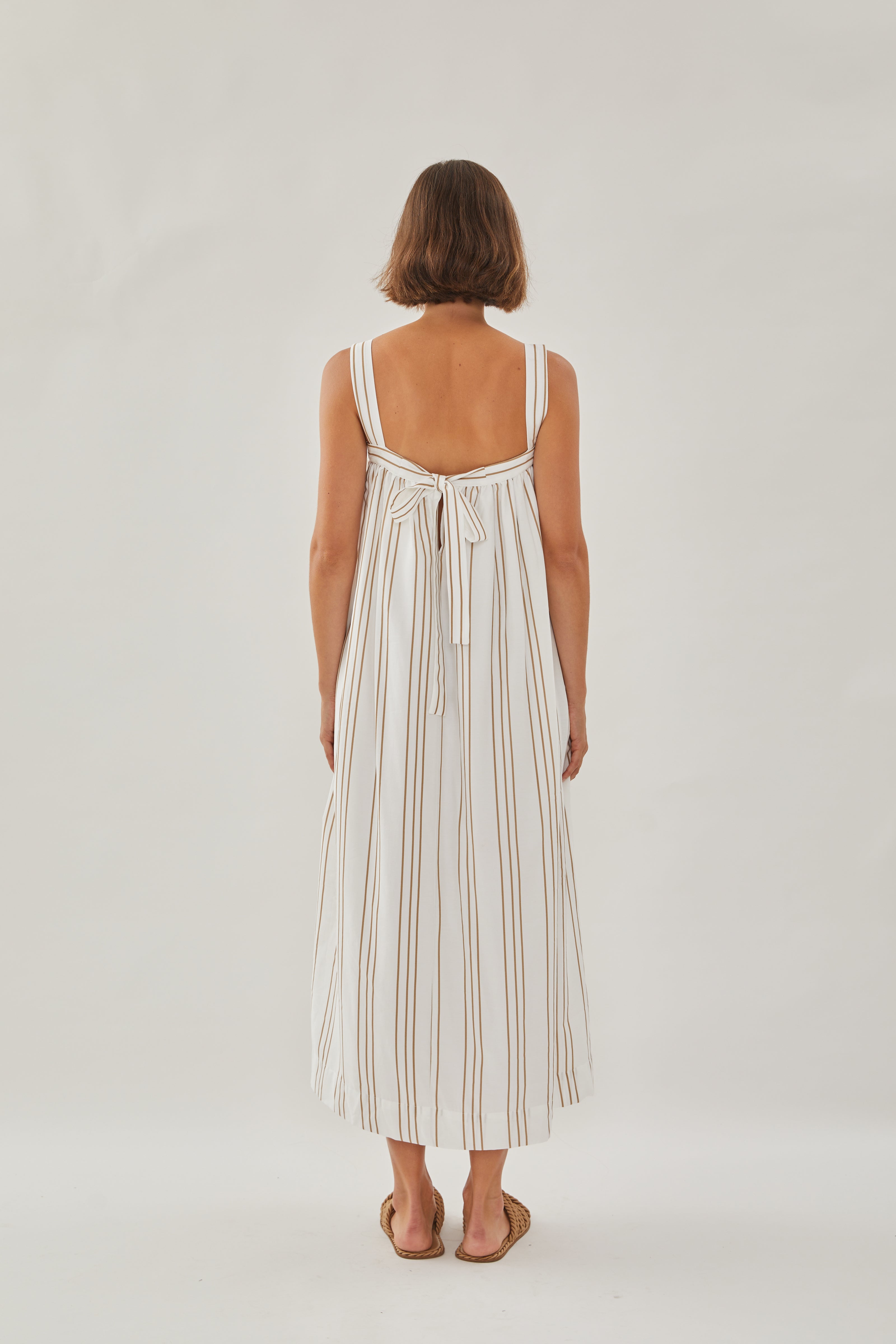 On the Hillside Maxi Dress in Stripe Tan