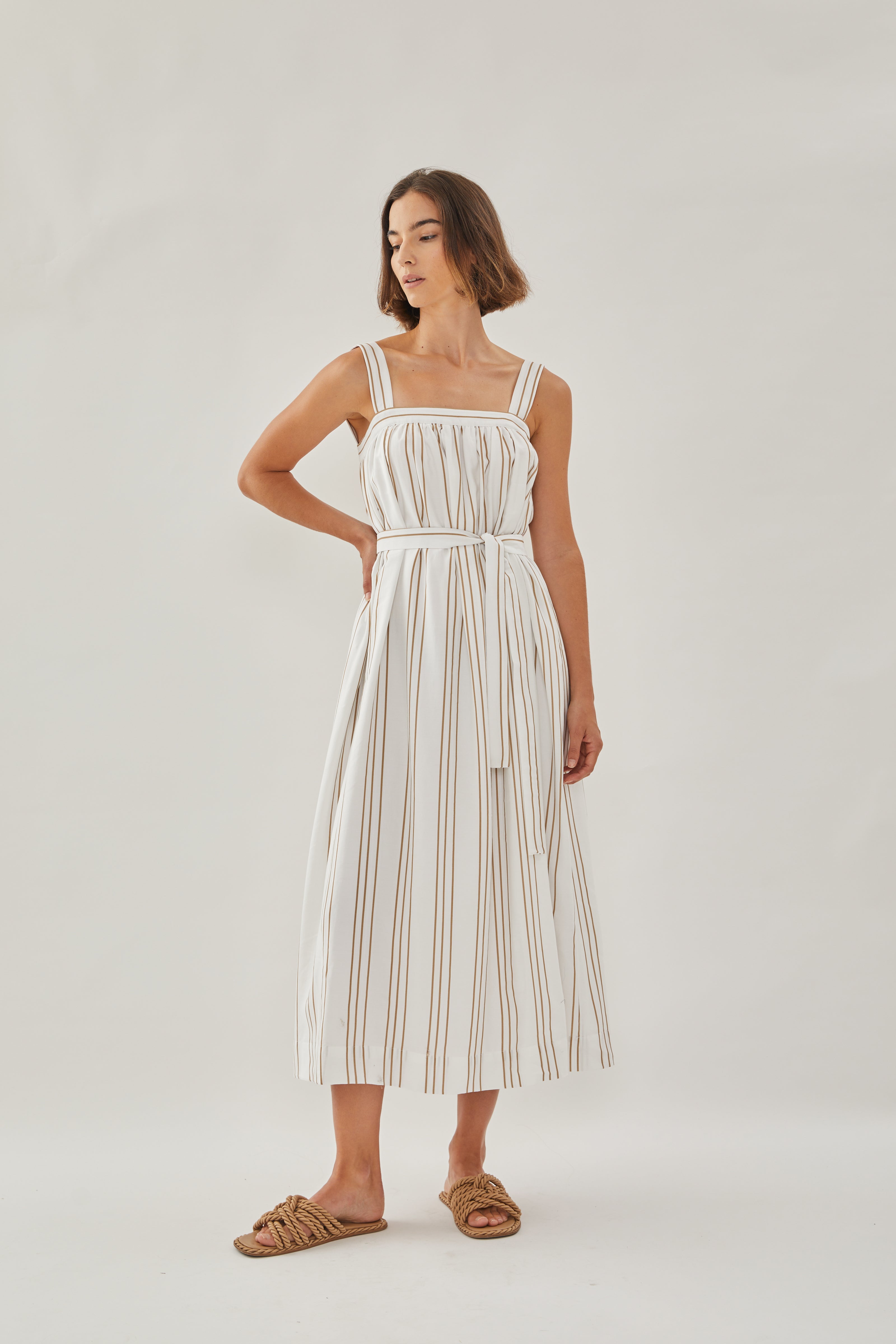 On the Hillside Maxi Dress in Stripe Tan