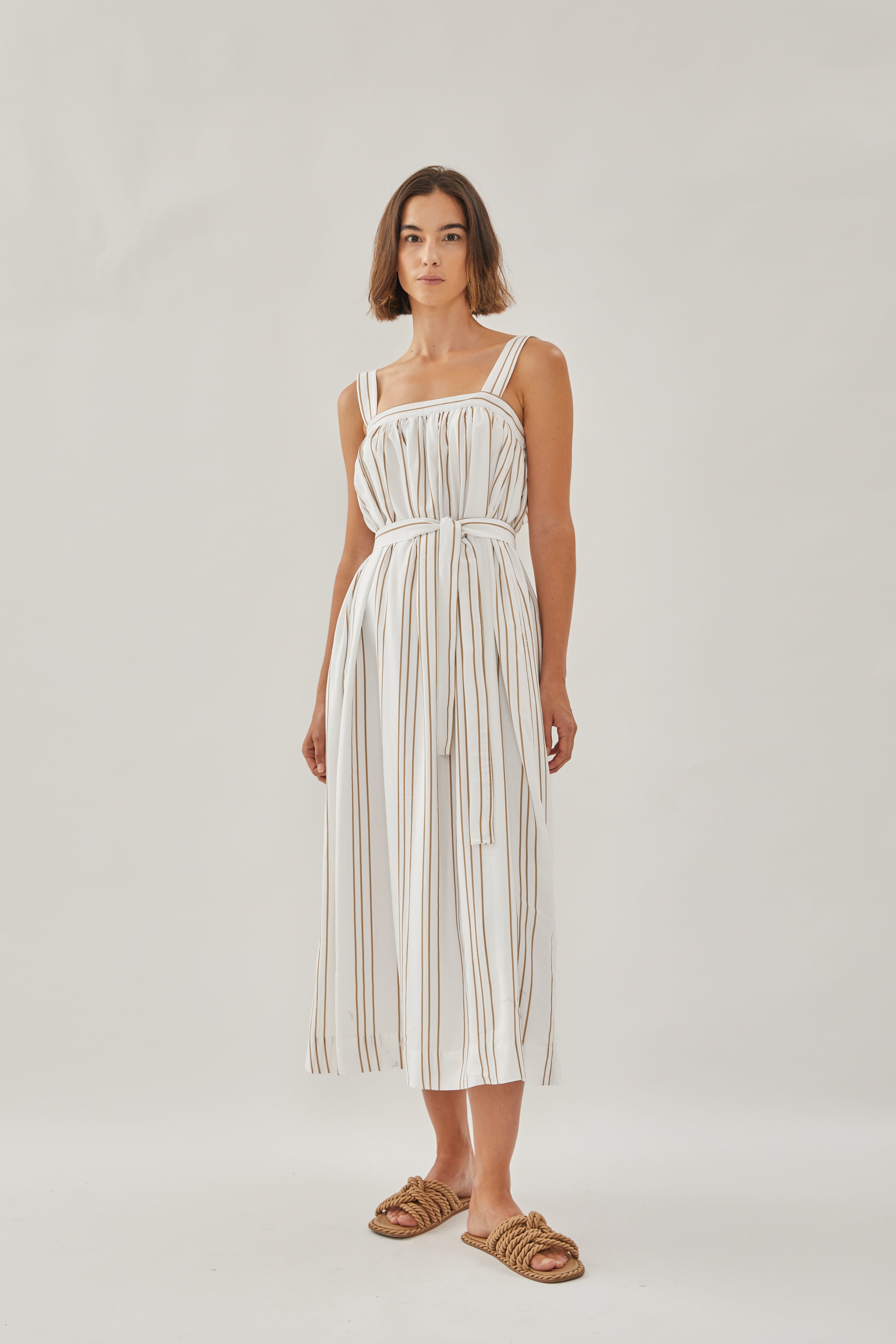 On the Hillside Maxi Dress in Stripe Tan