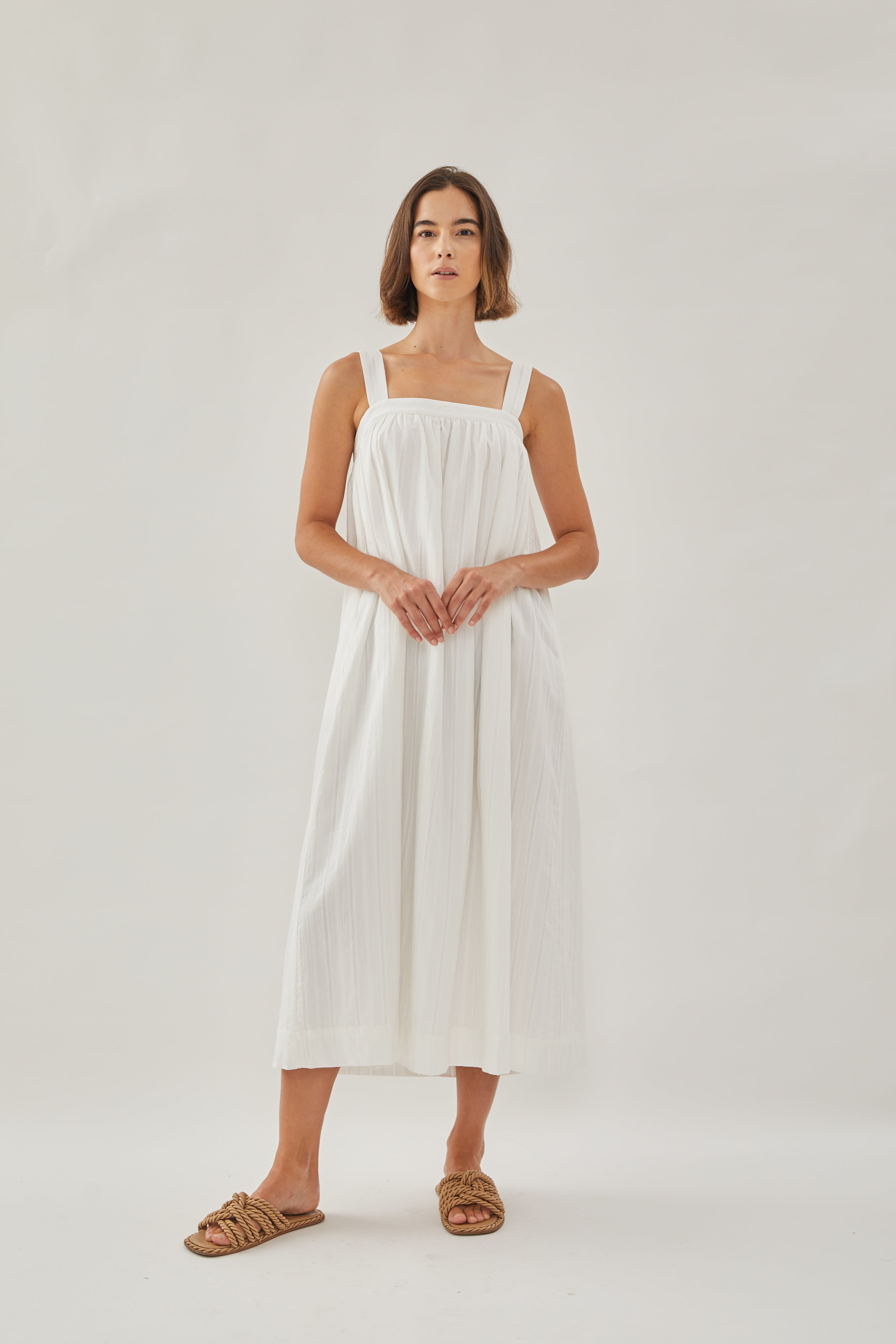 Tie Back Maxi Dress in White