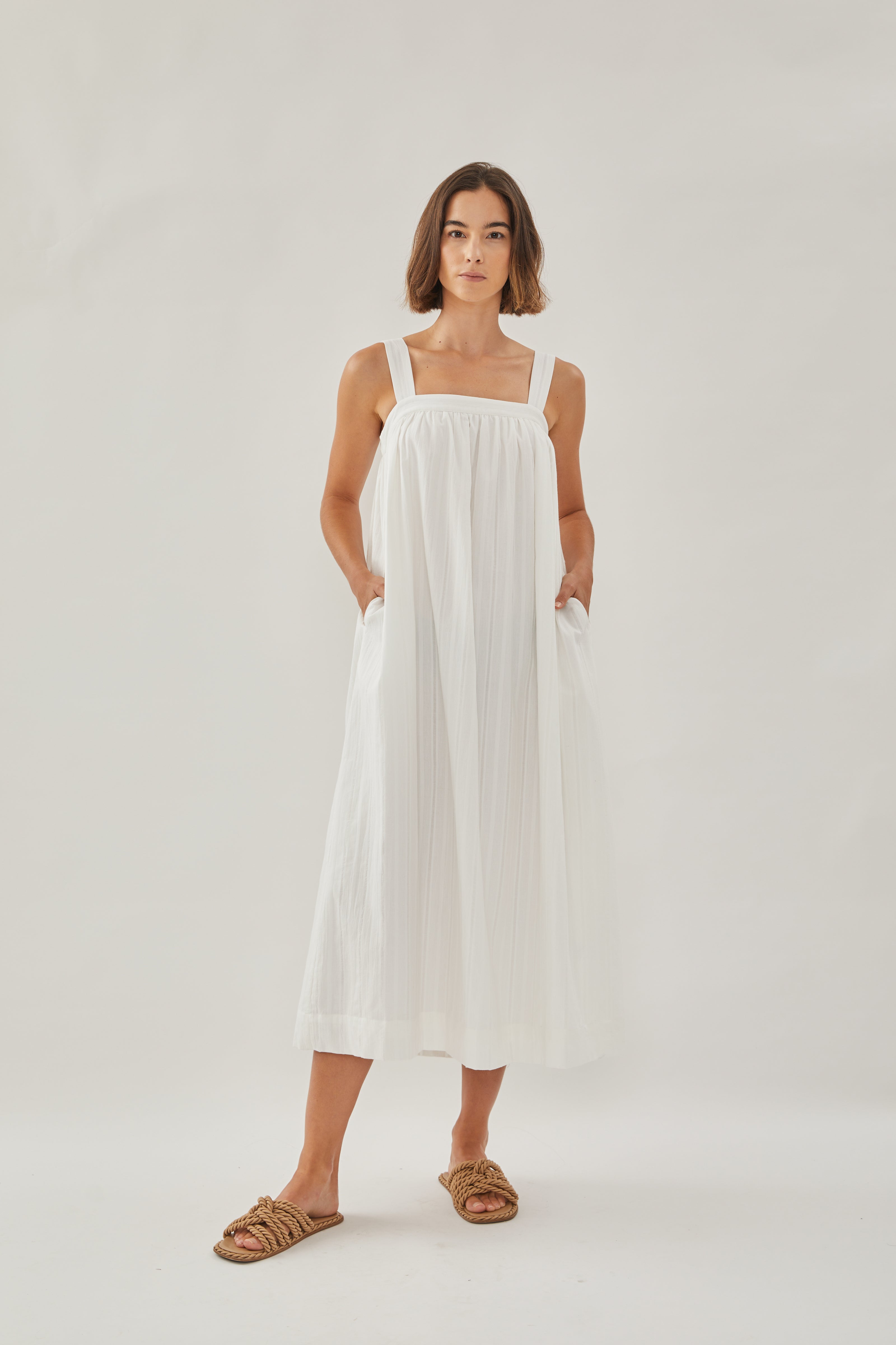 Tie Back Maxi Dress in White