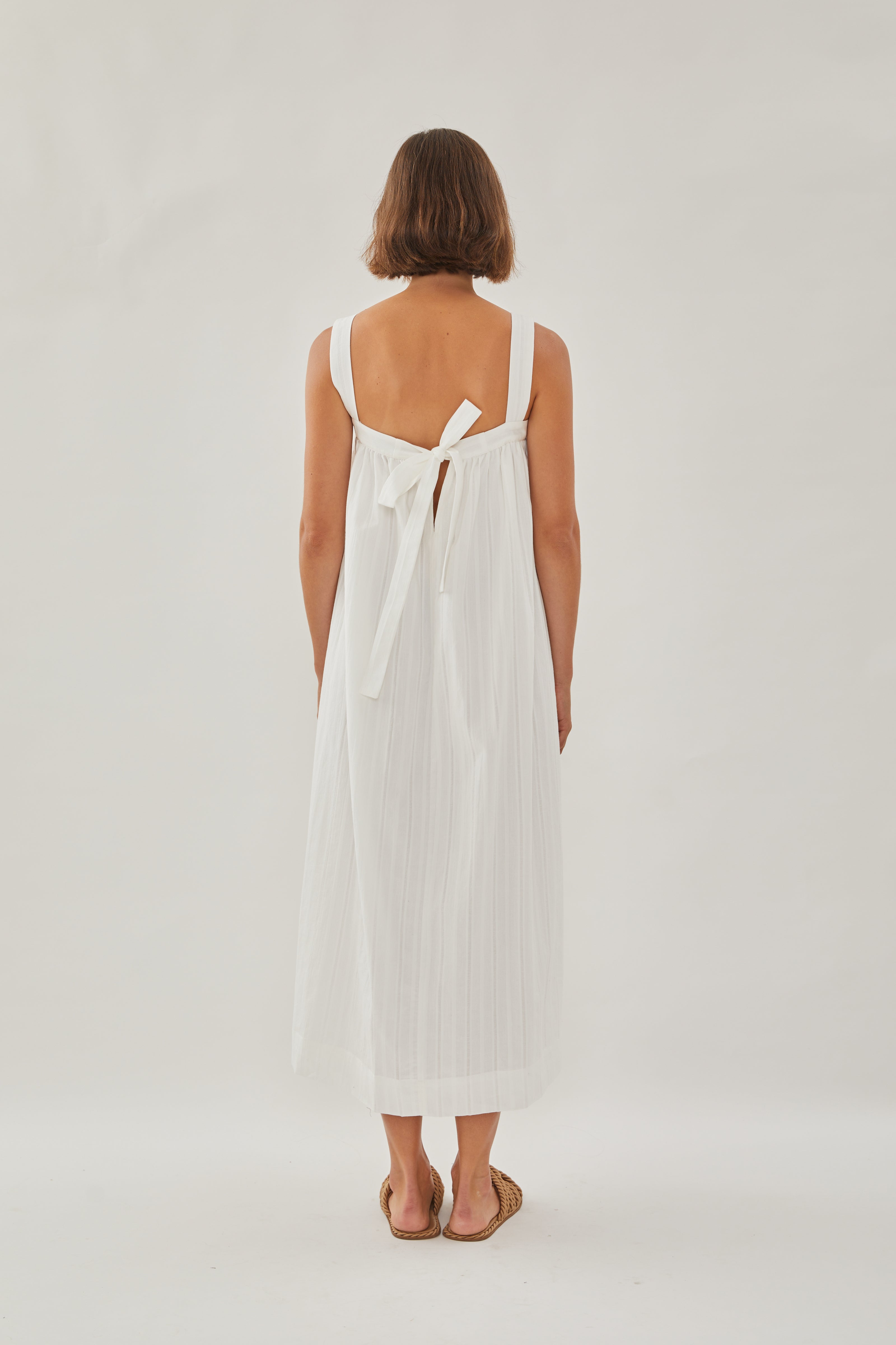 Tie Back Maxi Dress in White