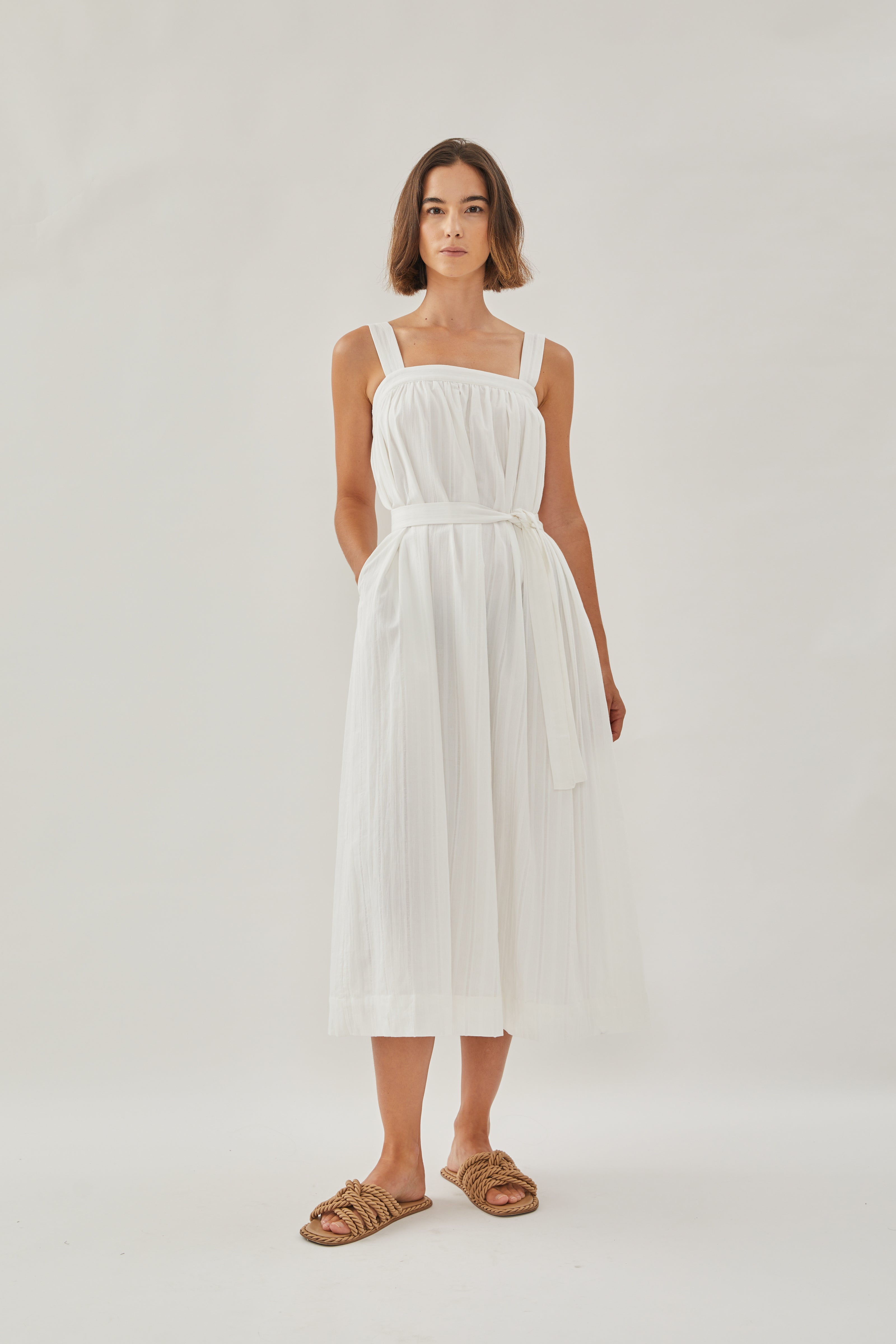 Tie Back Maxi Dress in White