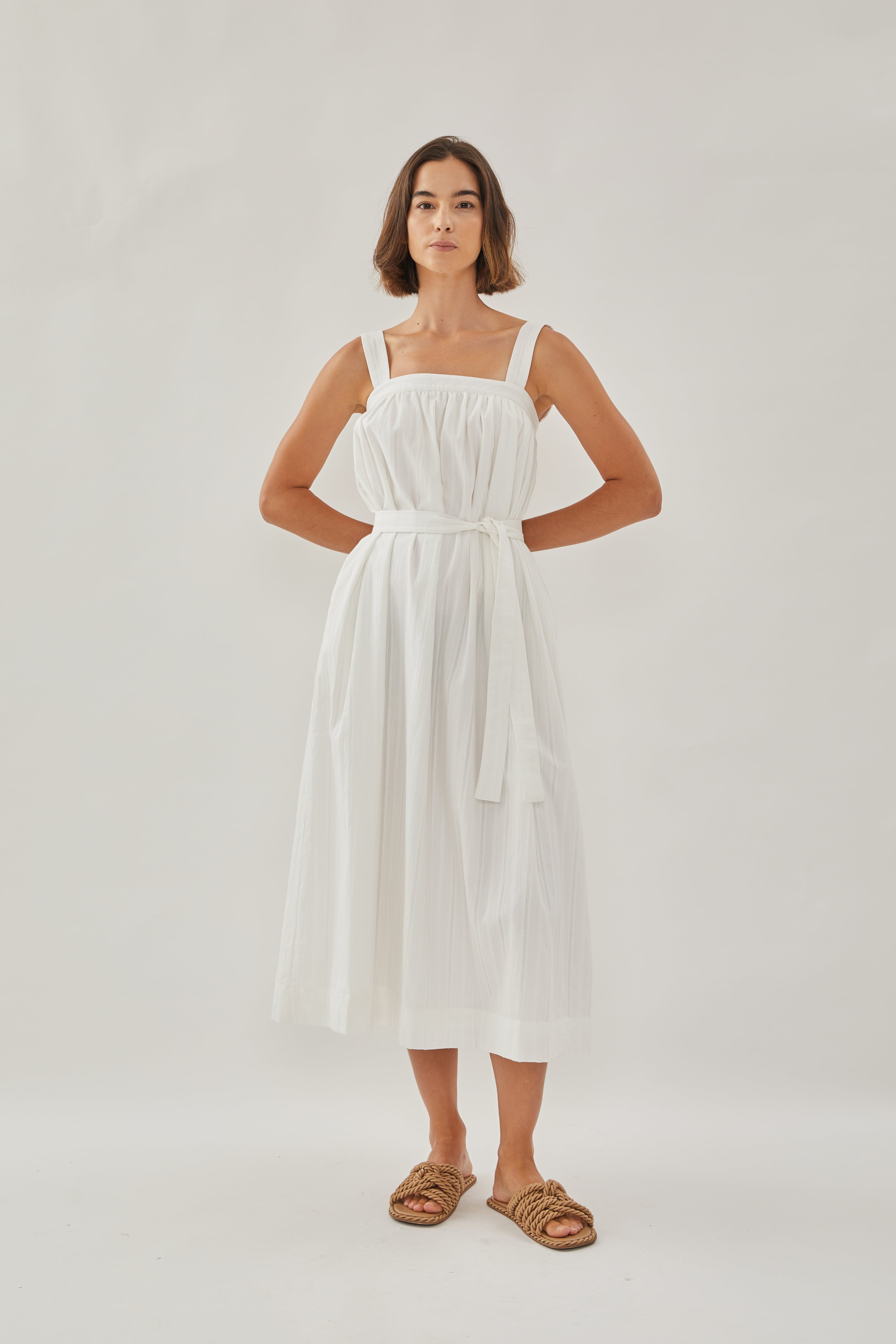 Tie Back Maxi Dress in White