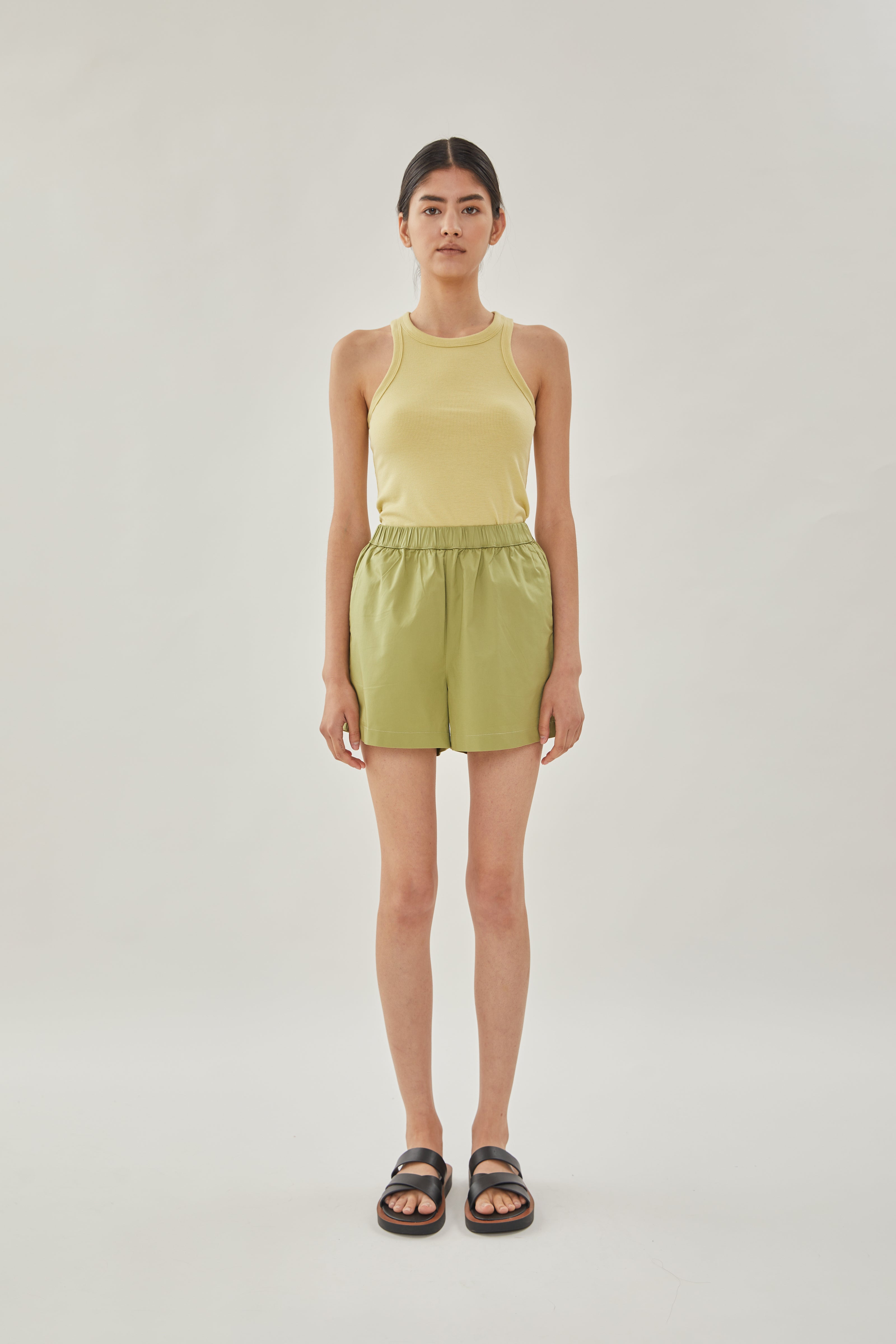 Cotton Relaxed Shorts in Fern