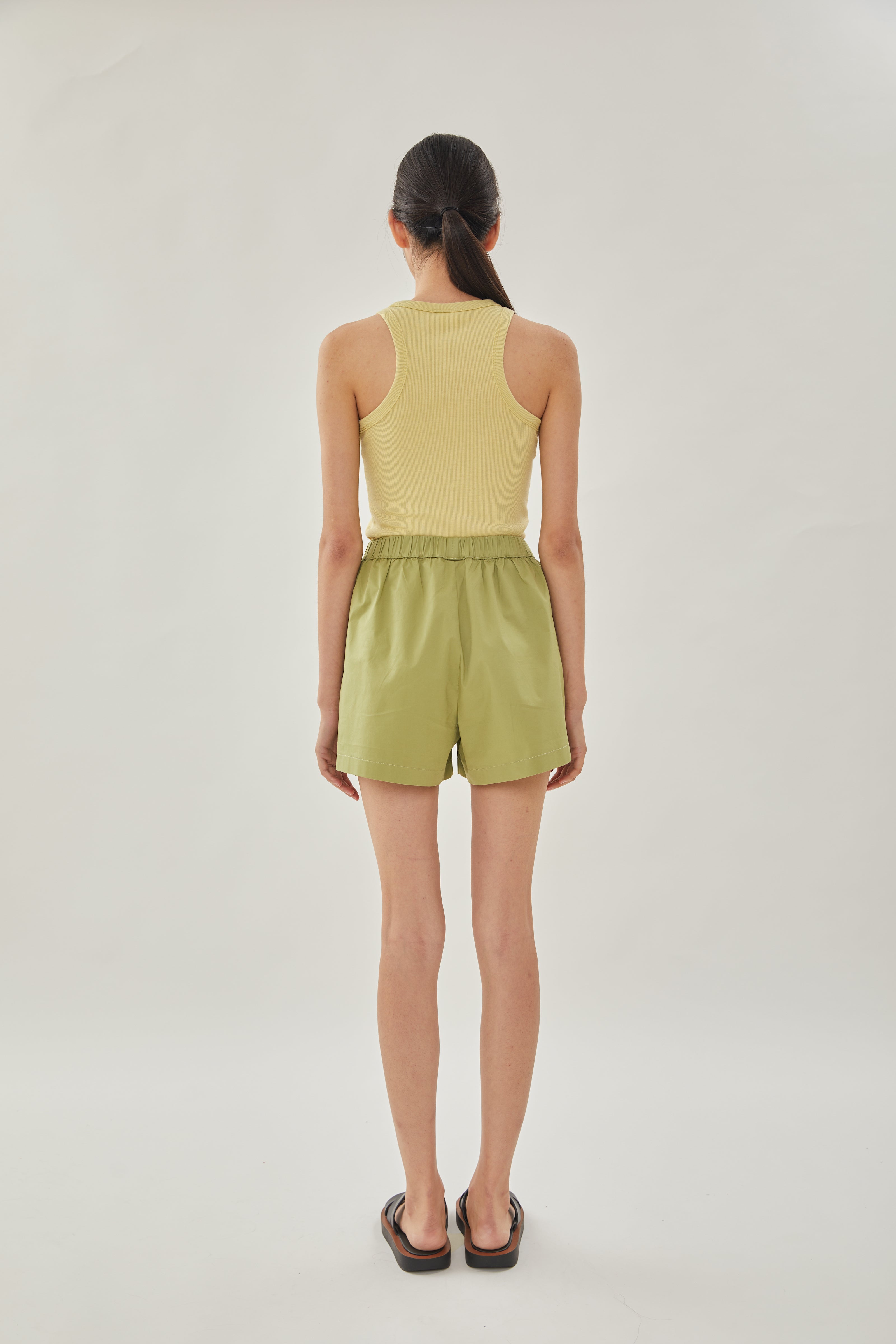 Cotton Relaxed Shorts in Fern