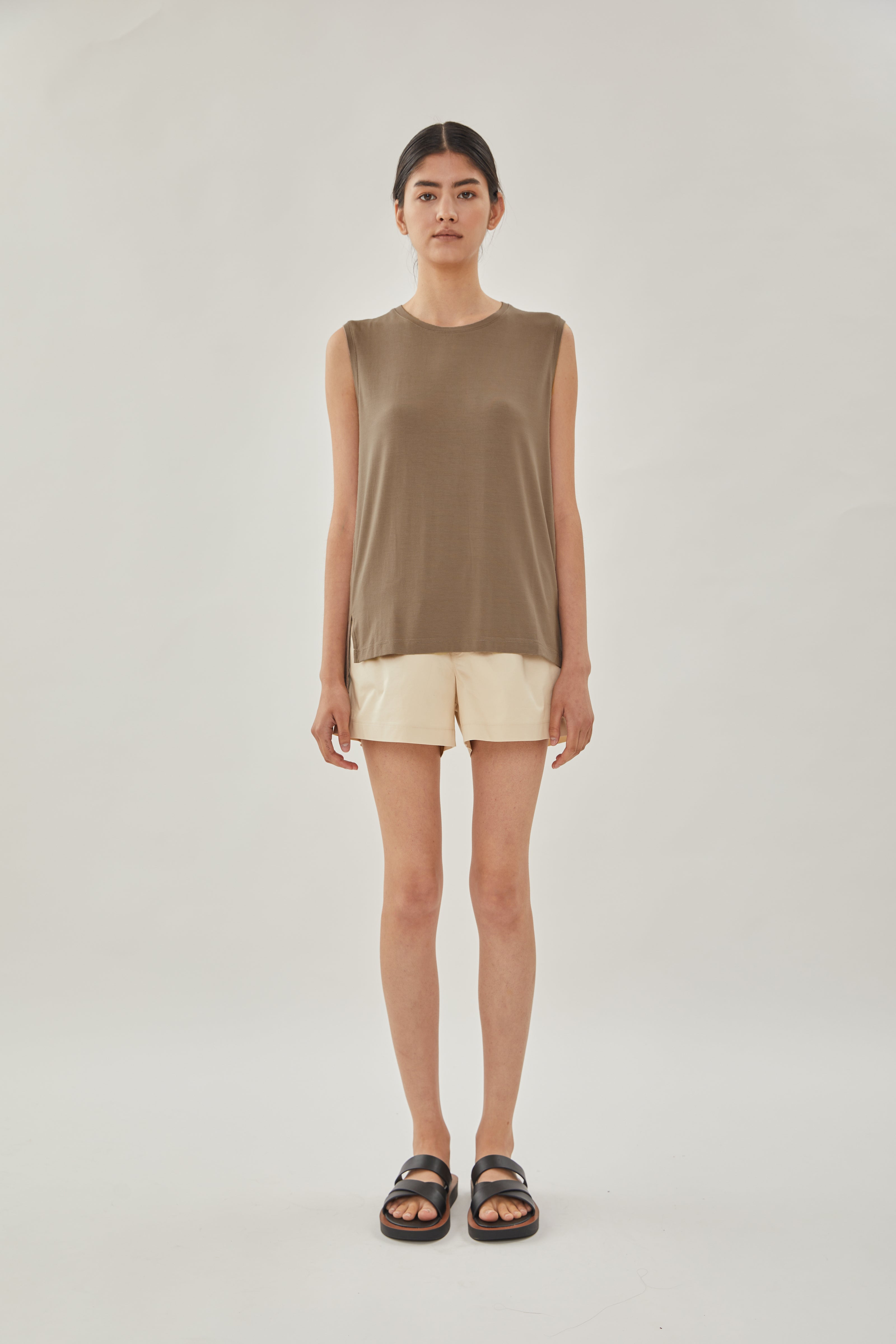 STUDIOS Sleeveless Tee in Stone