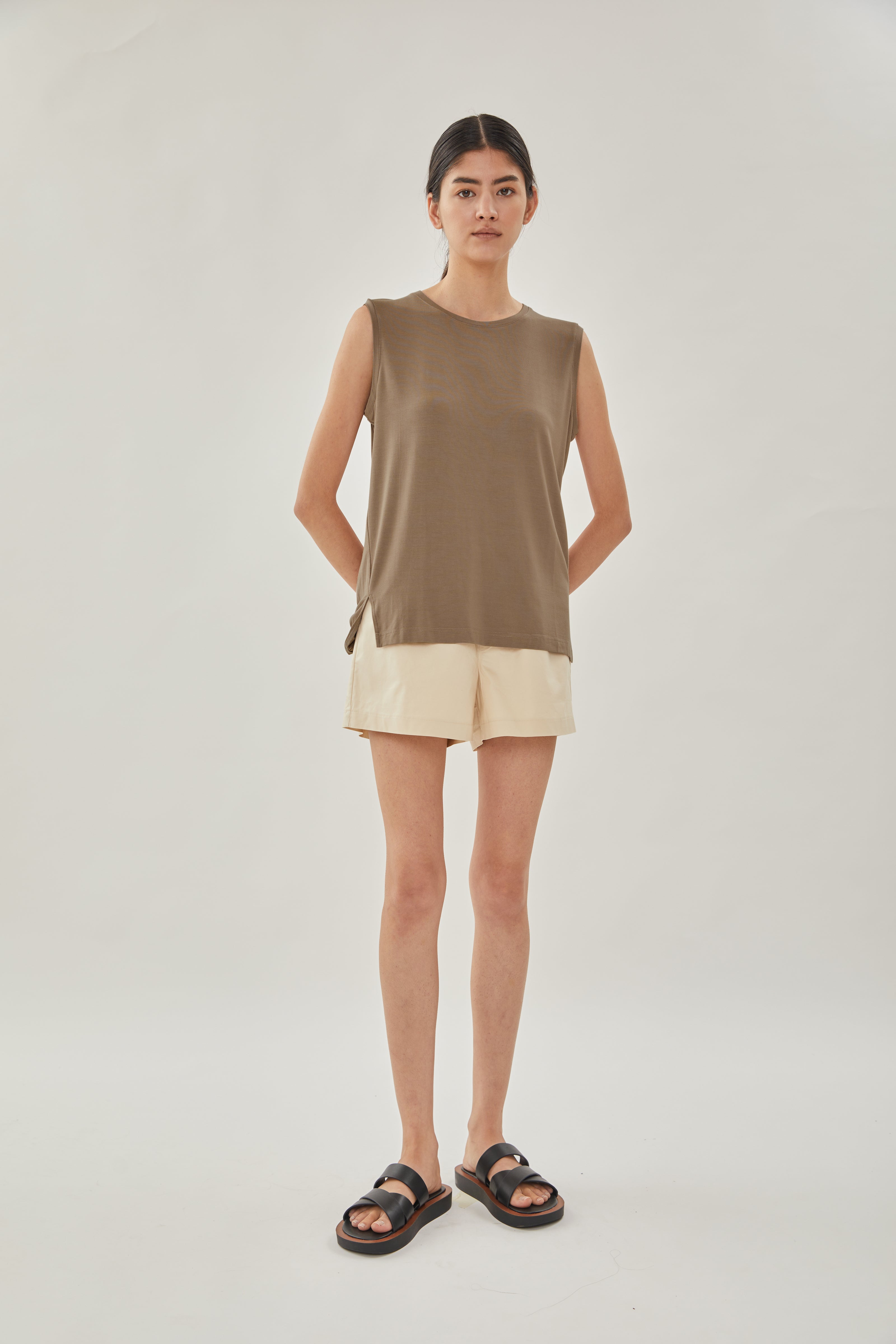 STUDIOS Sleeveless Tee in Stone