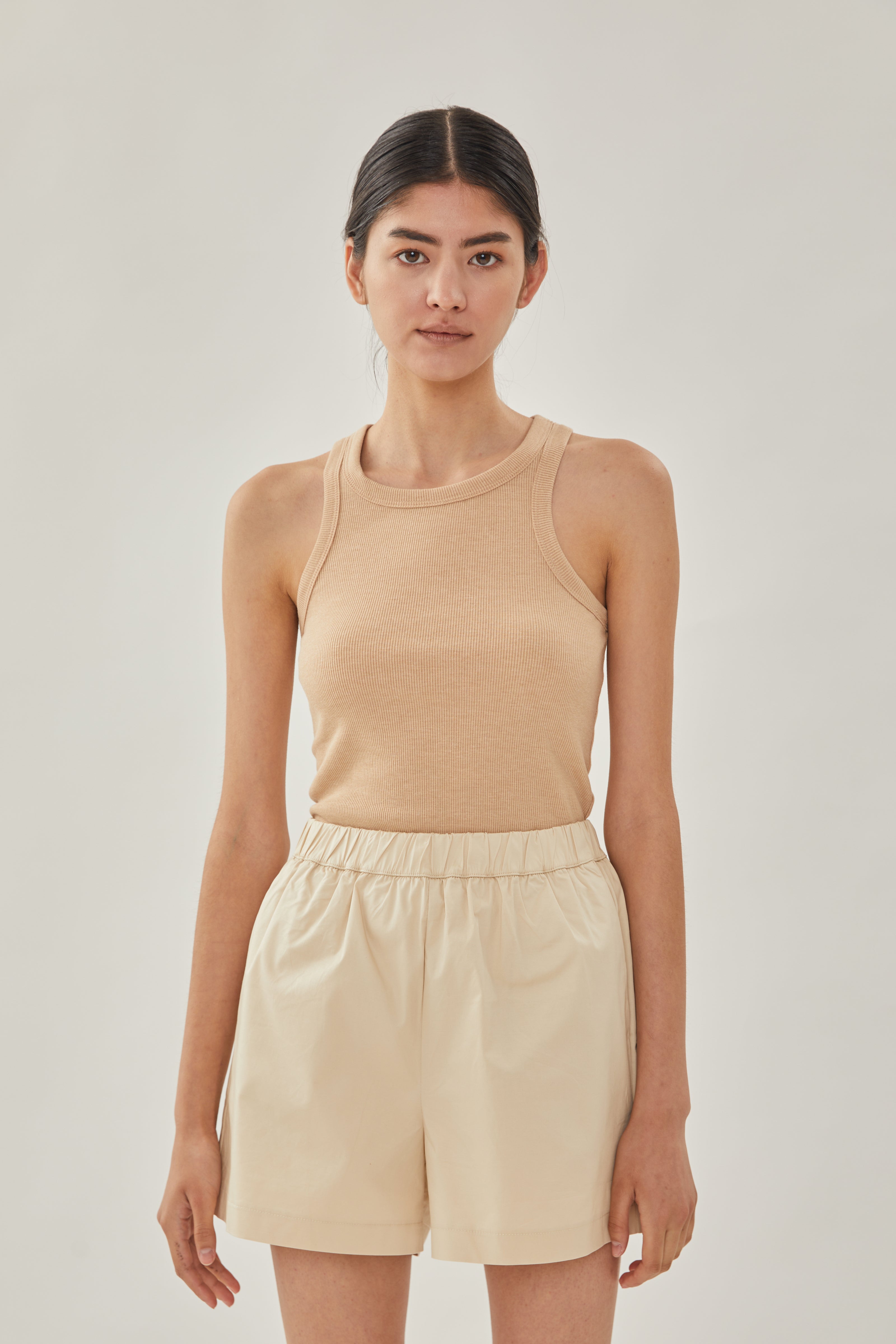 Cotton Relaxed Shorts in Sand