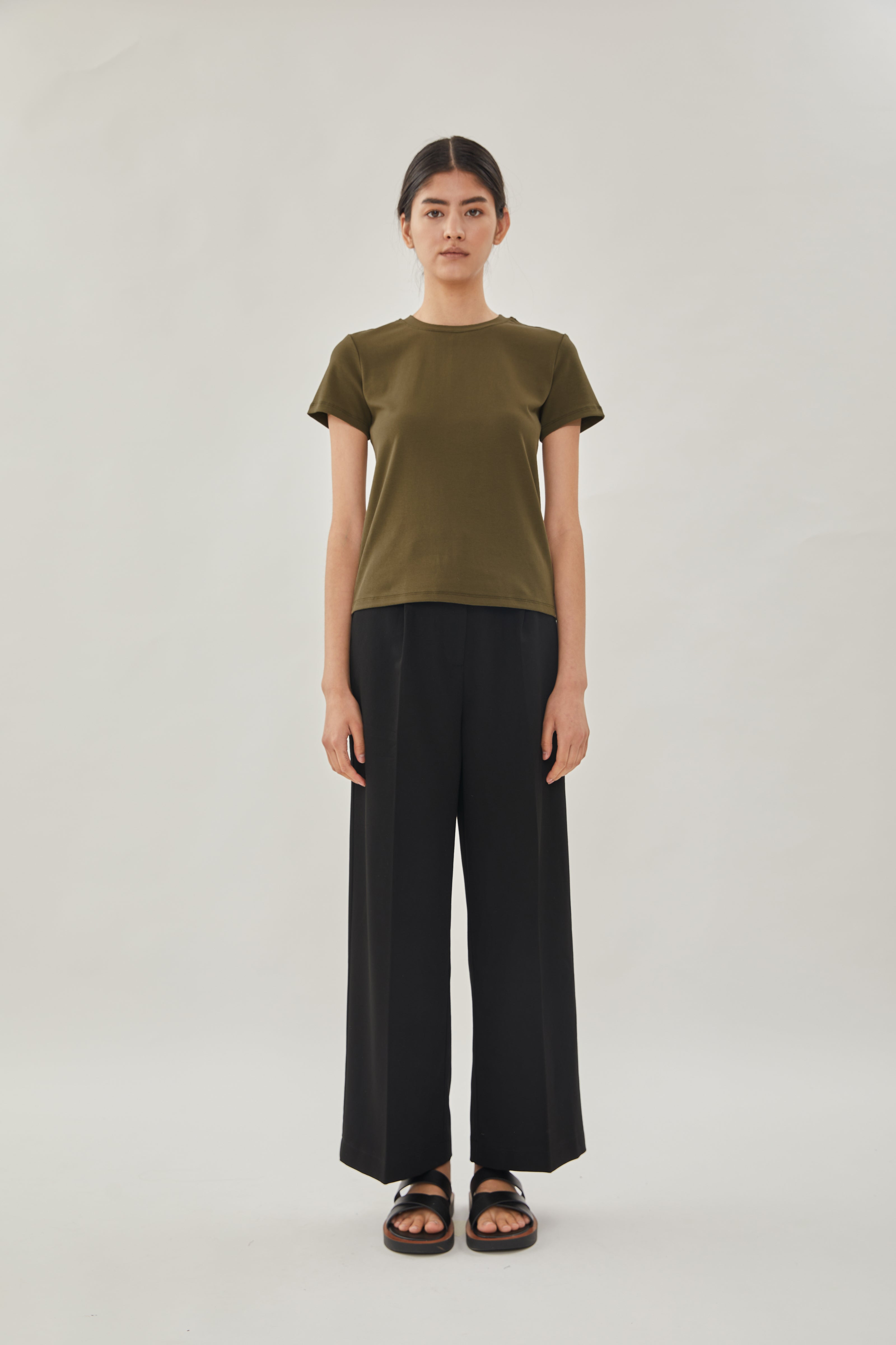 STUDIOS Cotton Stitched Tee in Moss