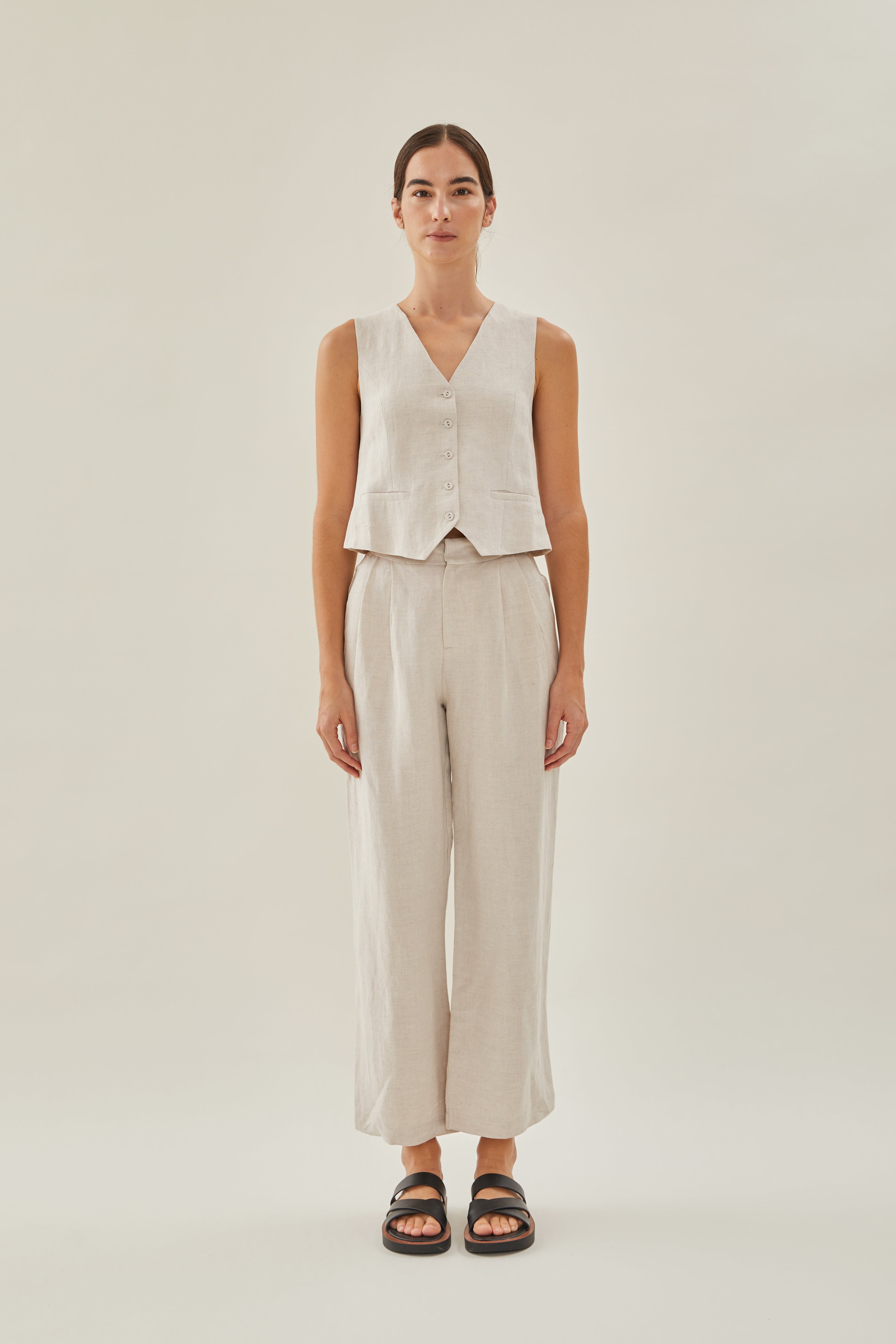 Linen Suit Trousers in Natural