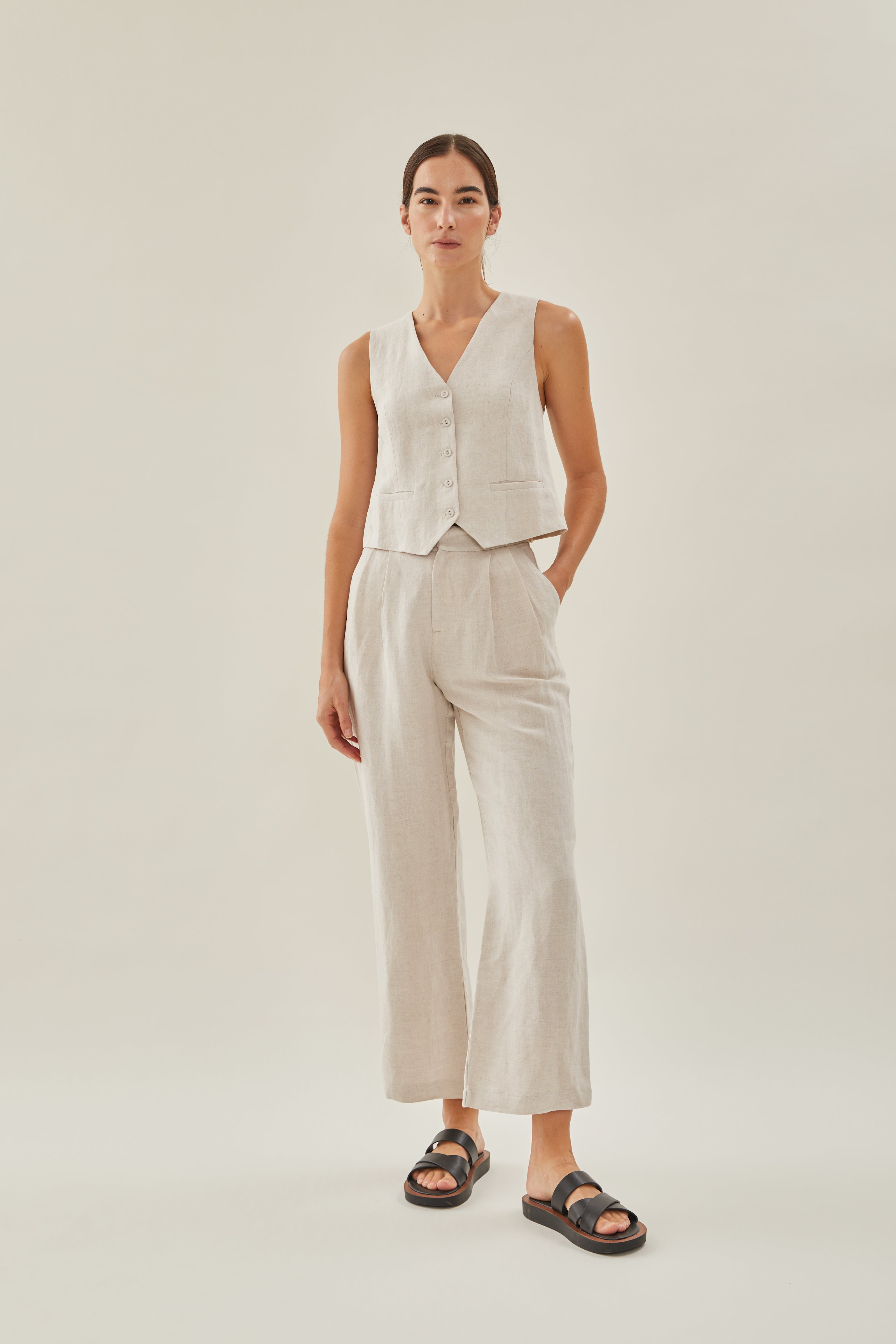 Linen Suit Trousers in Natural