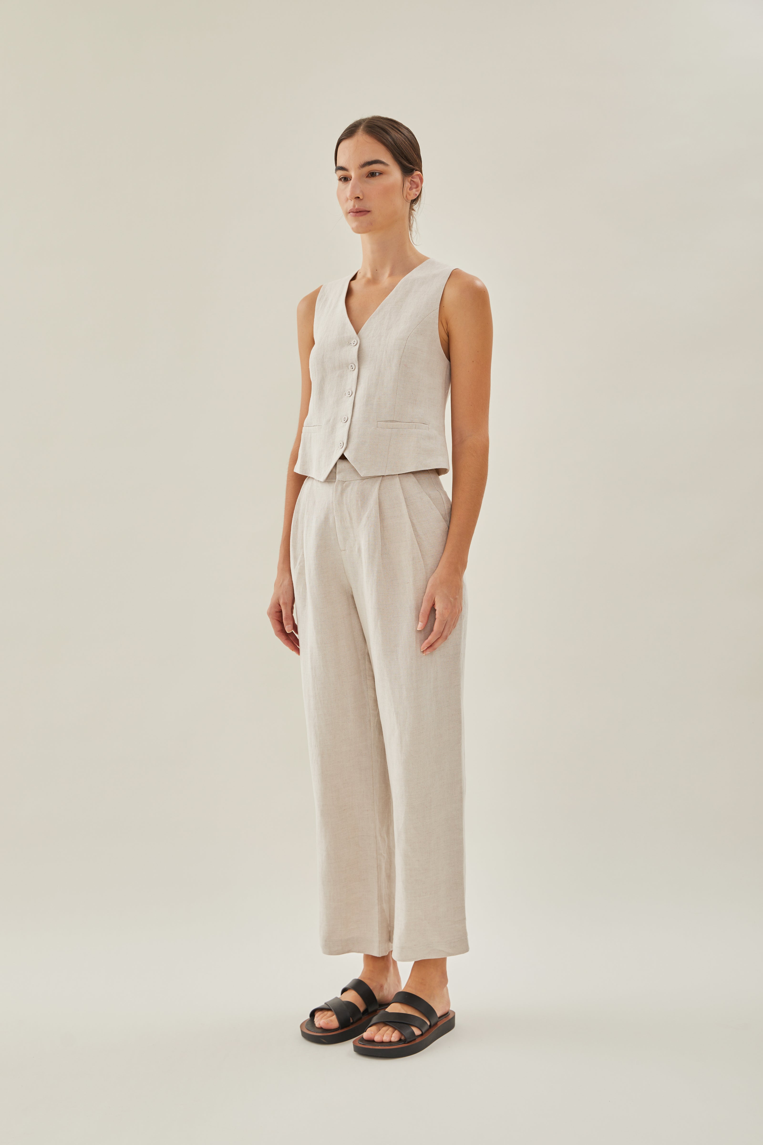 Linen Suit Trousers in Natural