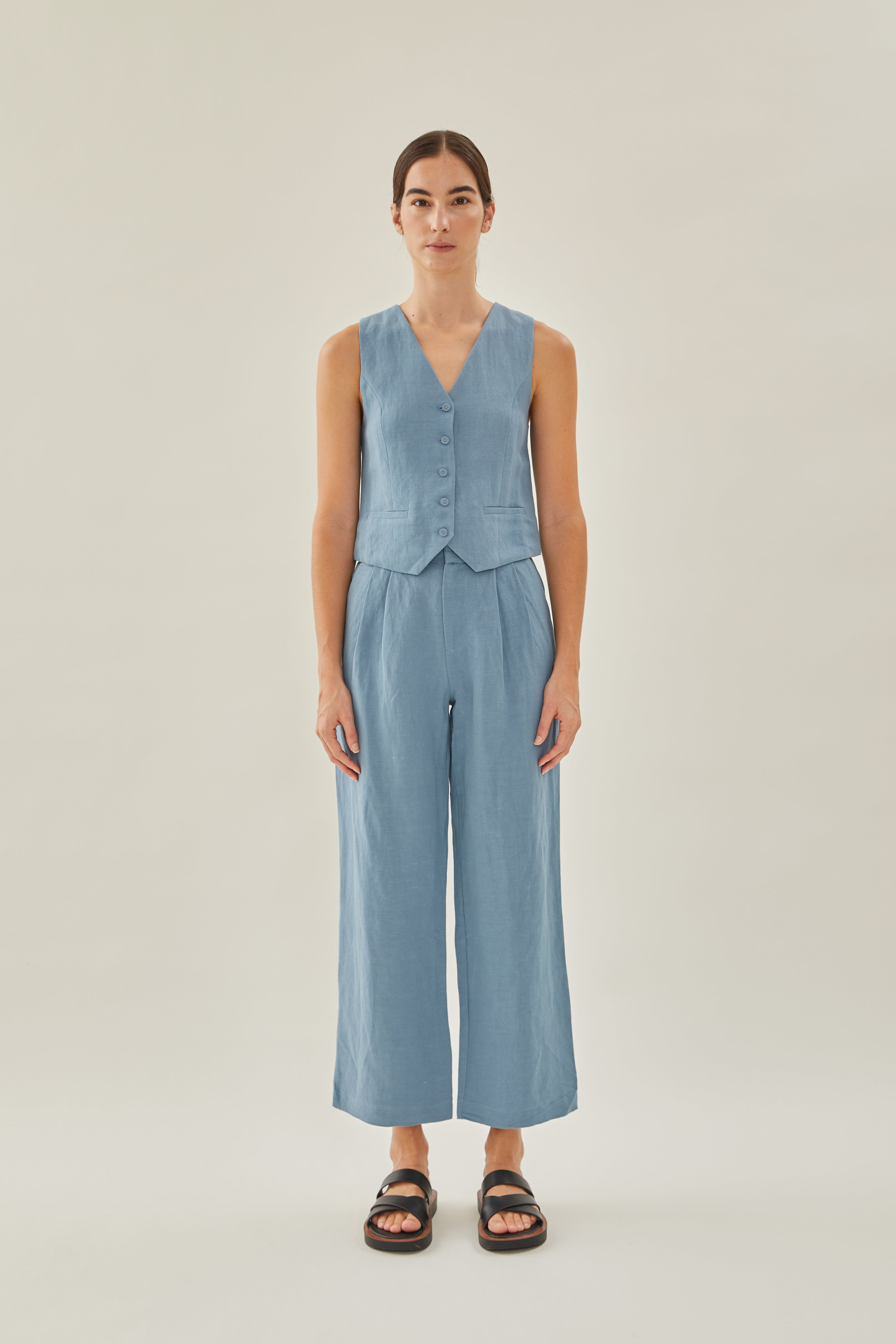 Linen Waistcoat in Blue