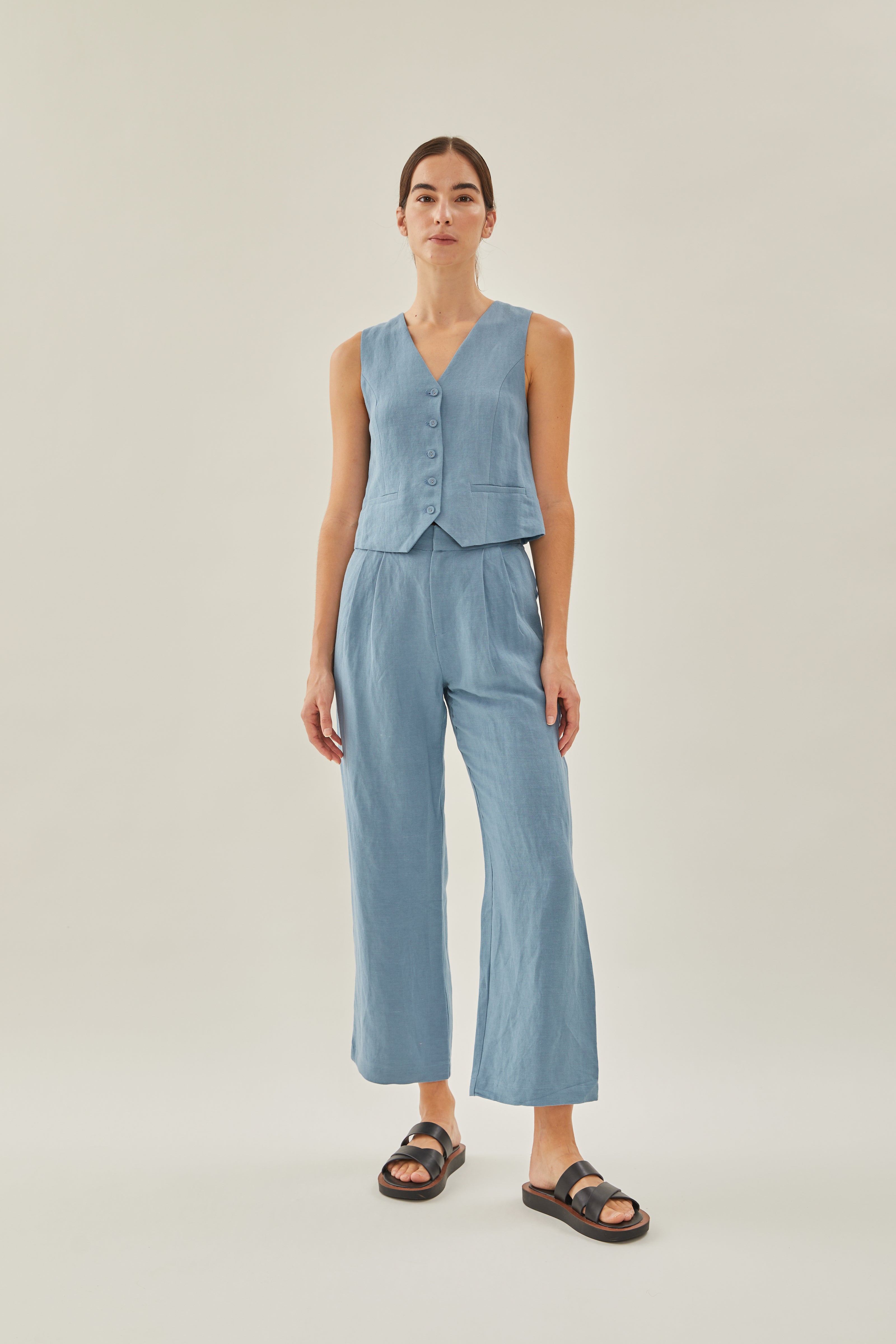 Linen Waistcoat in Blue