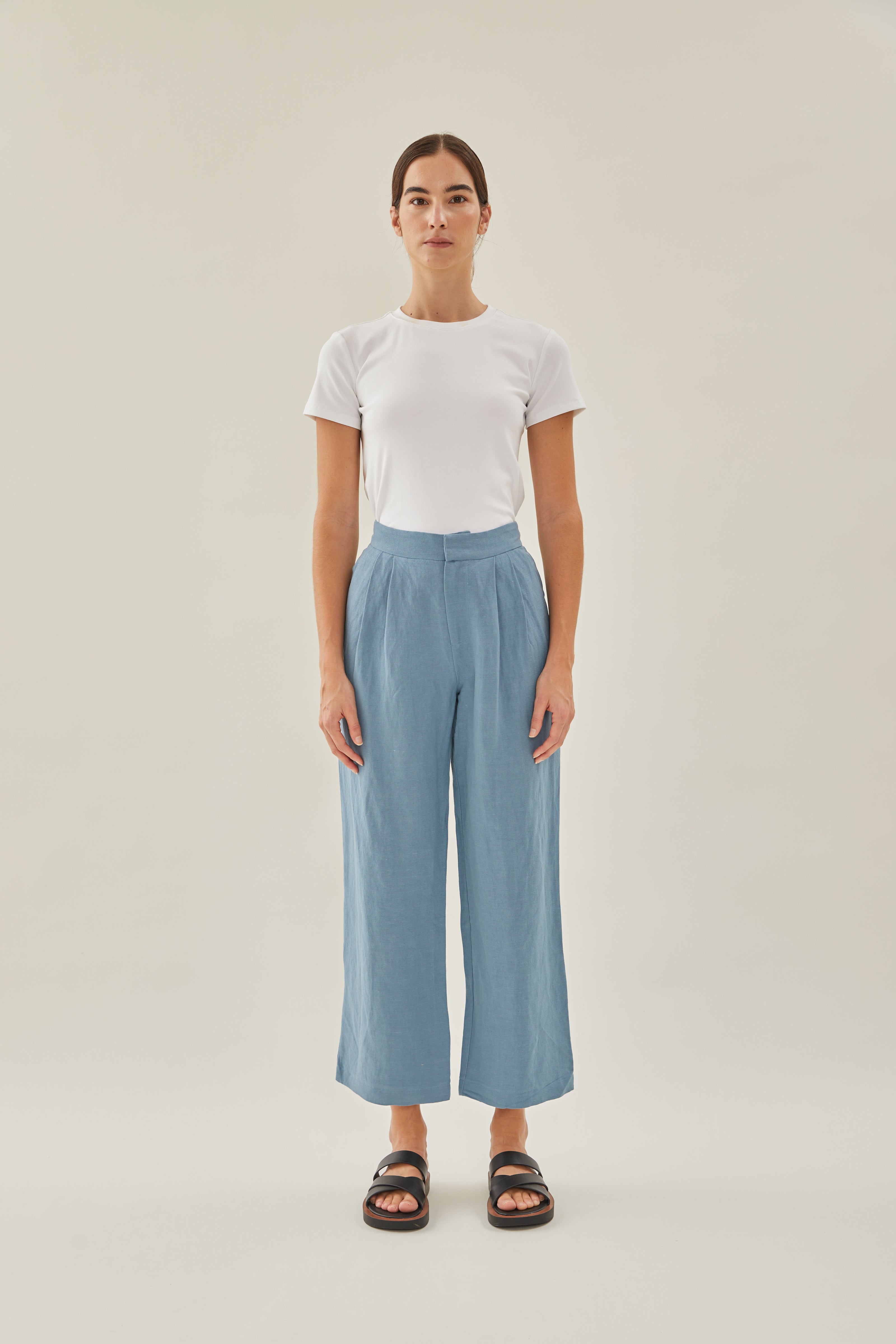 Linen Suit Trousers in Blue