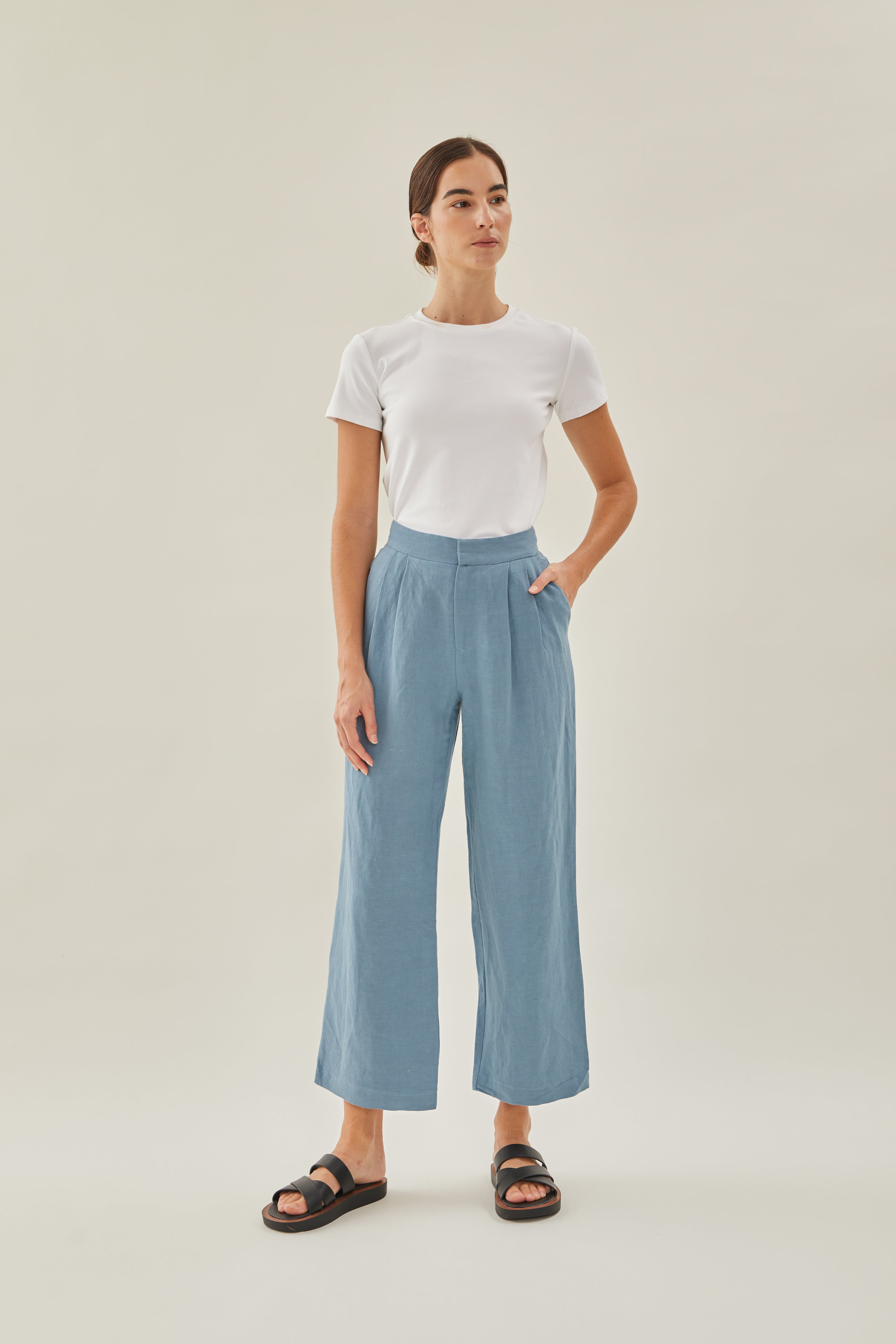 Linen Suit Trousers in Blue