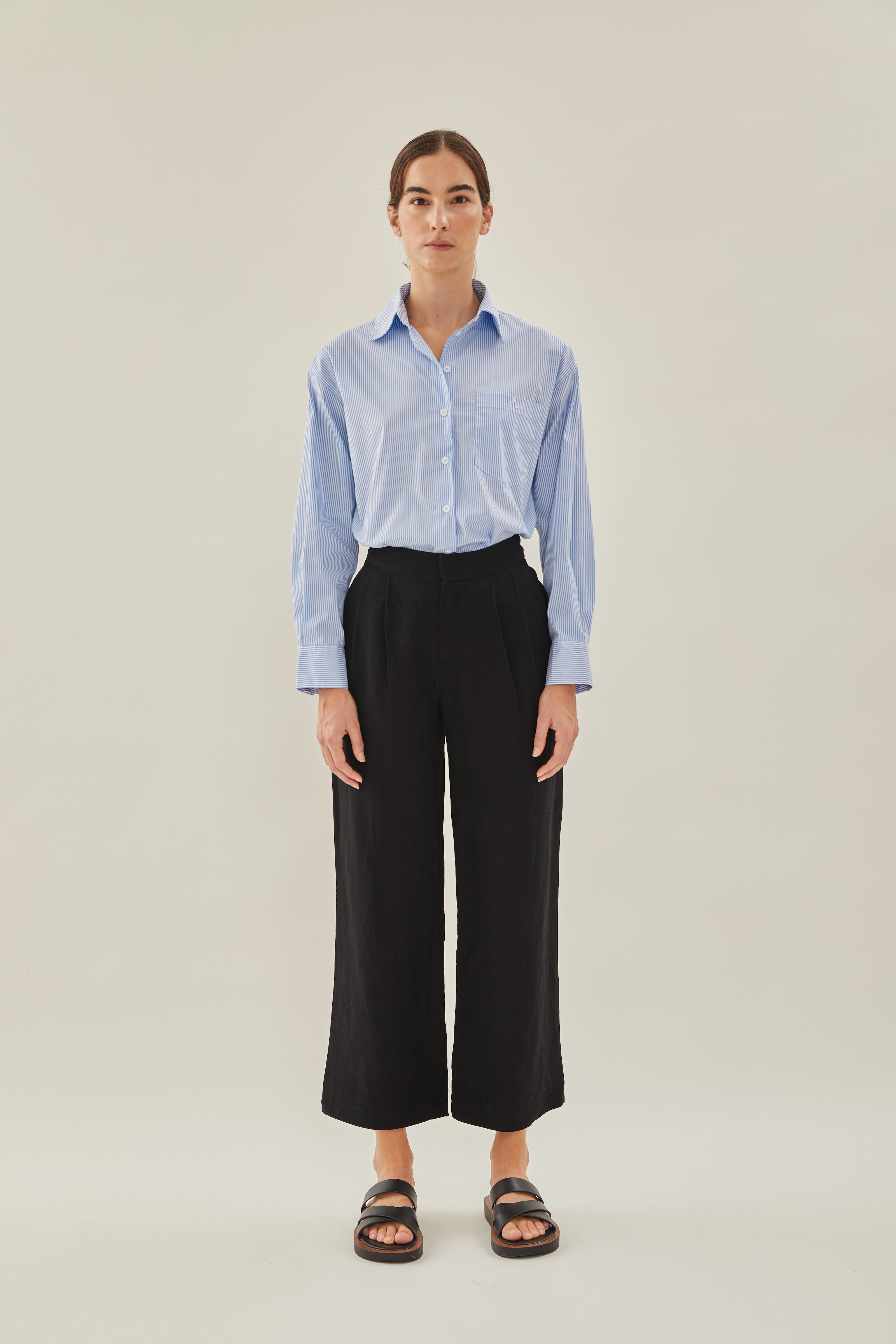 Linen Suit Trousers in Black