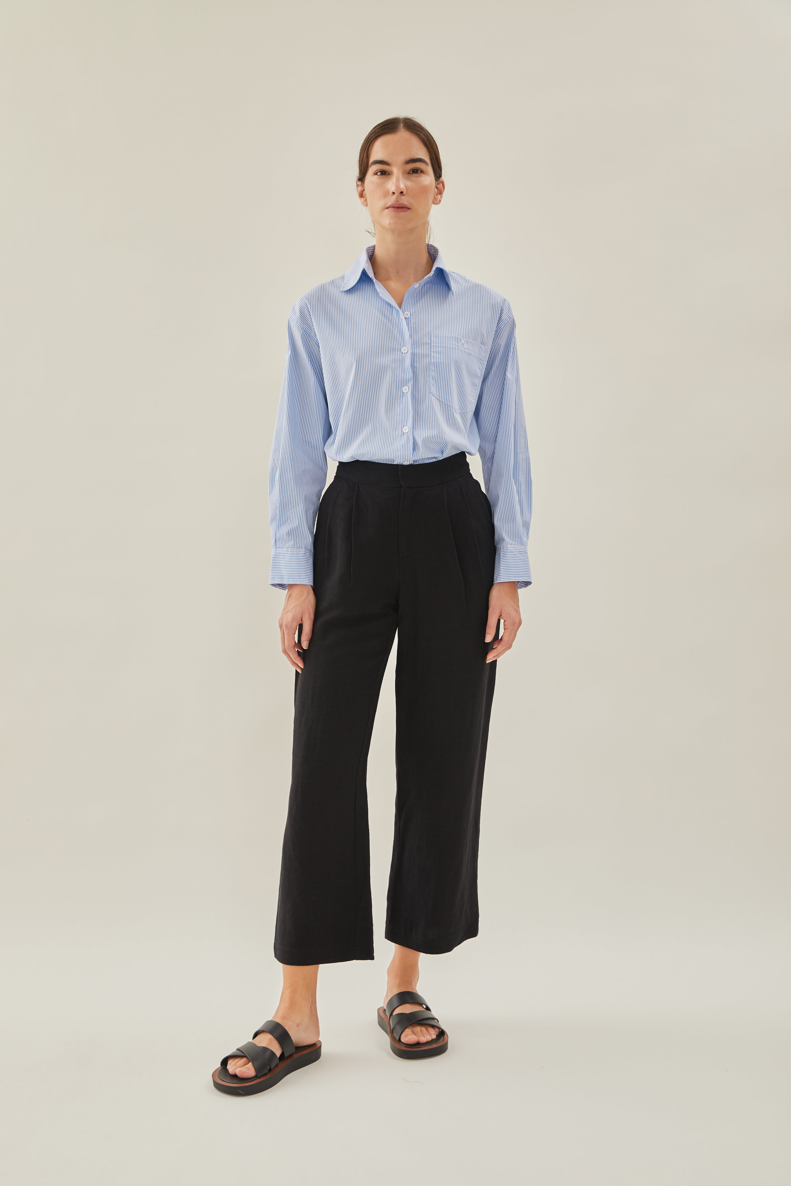 Linen Suit Trousers in Black