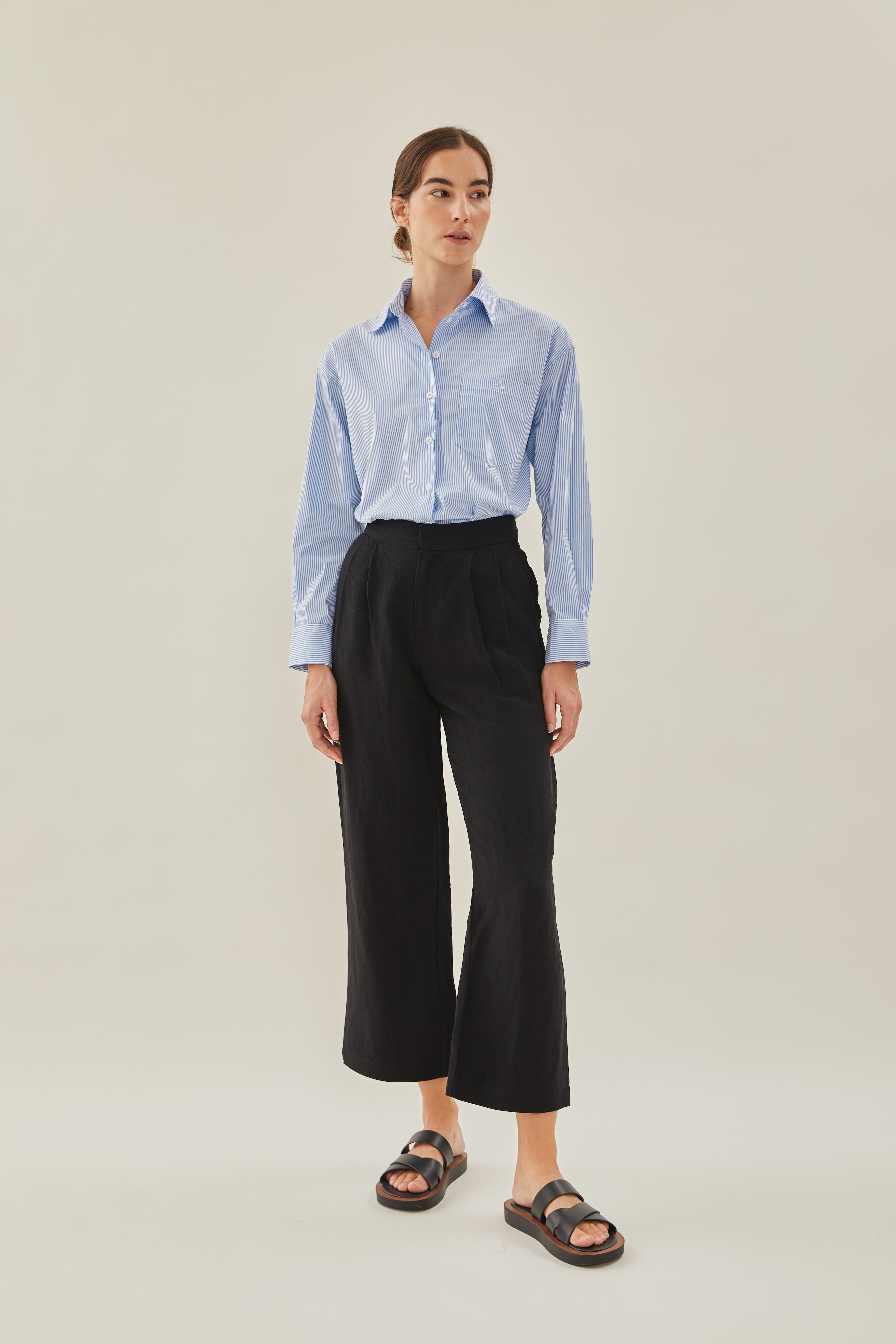 Linen Suit Trousers in Black