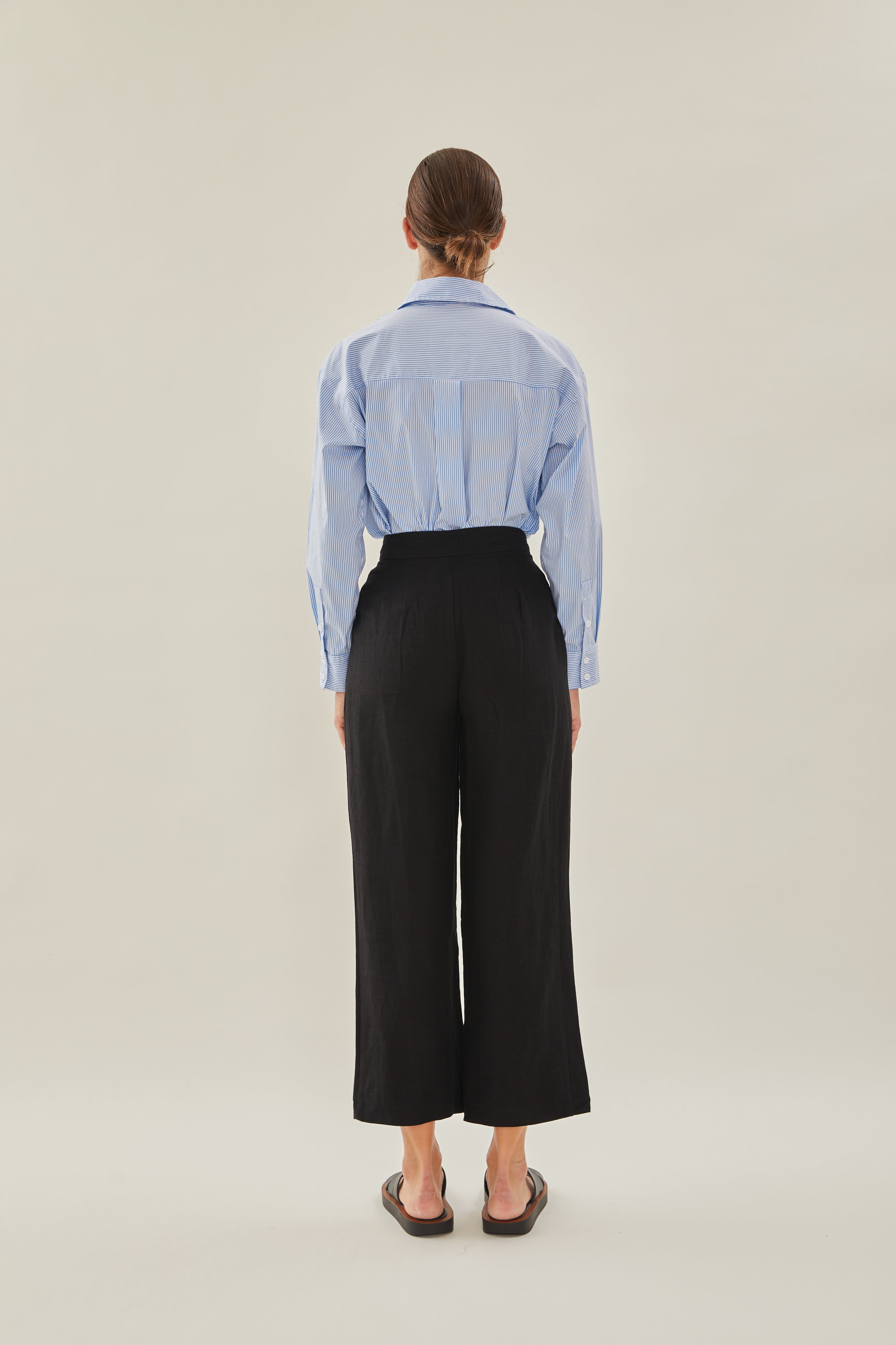 Linen Suit Trousers in Black