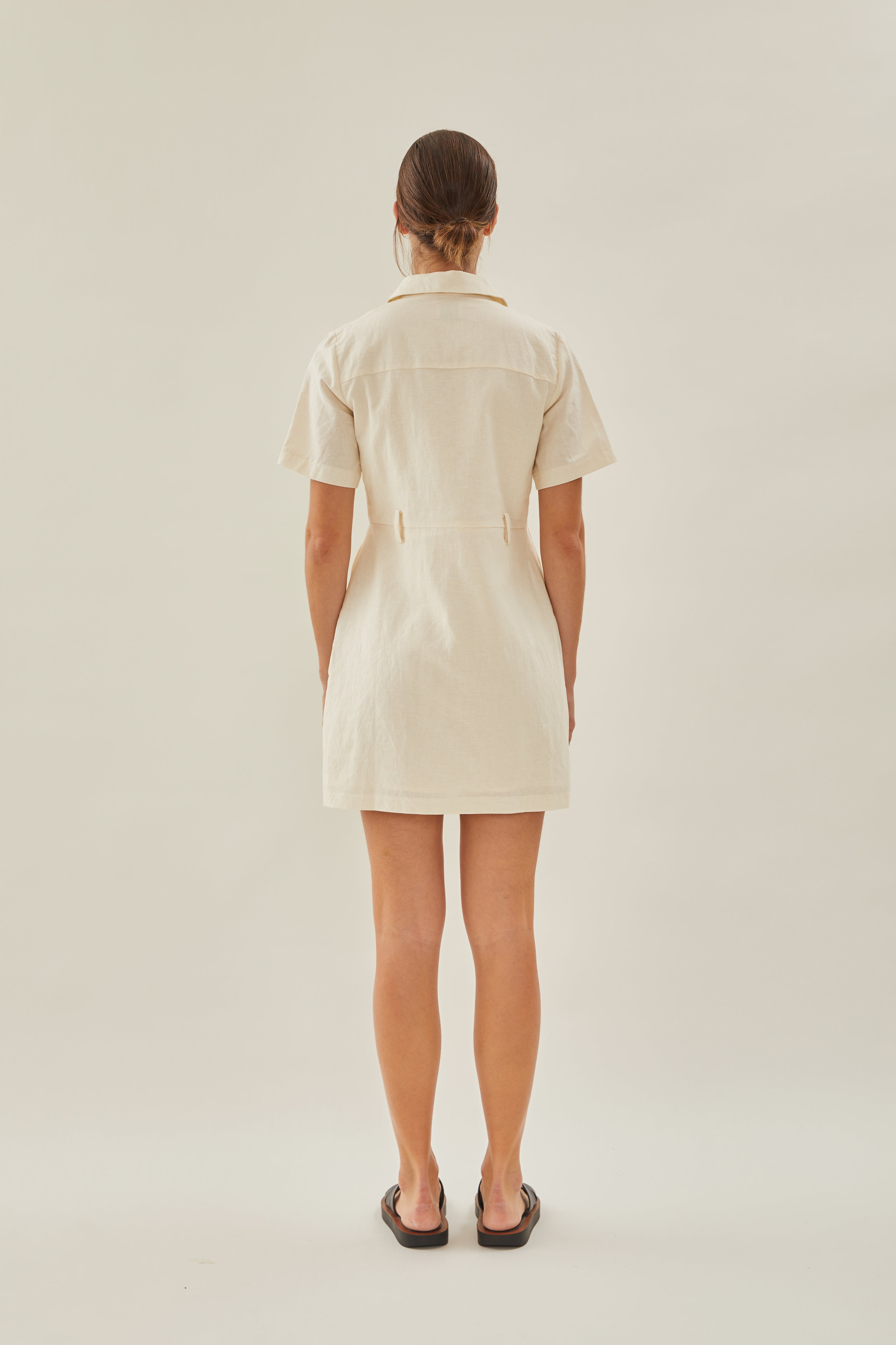 Linen Shirt Dress in Ivory