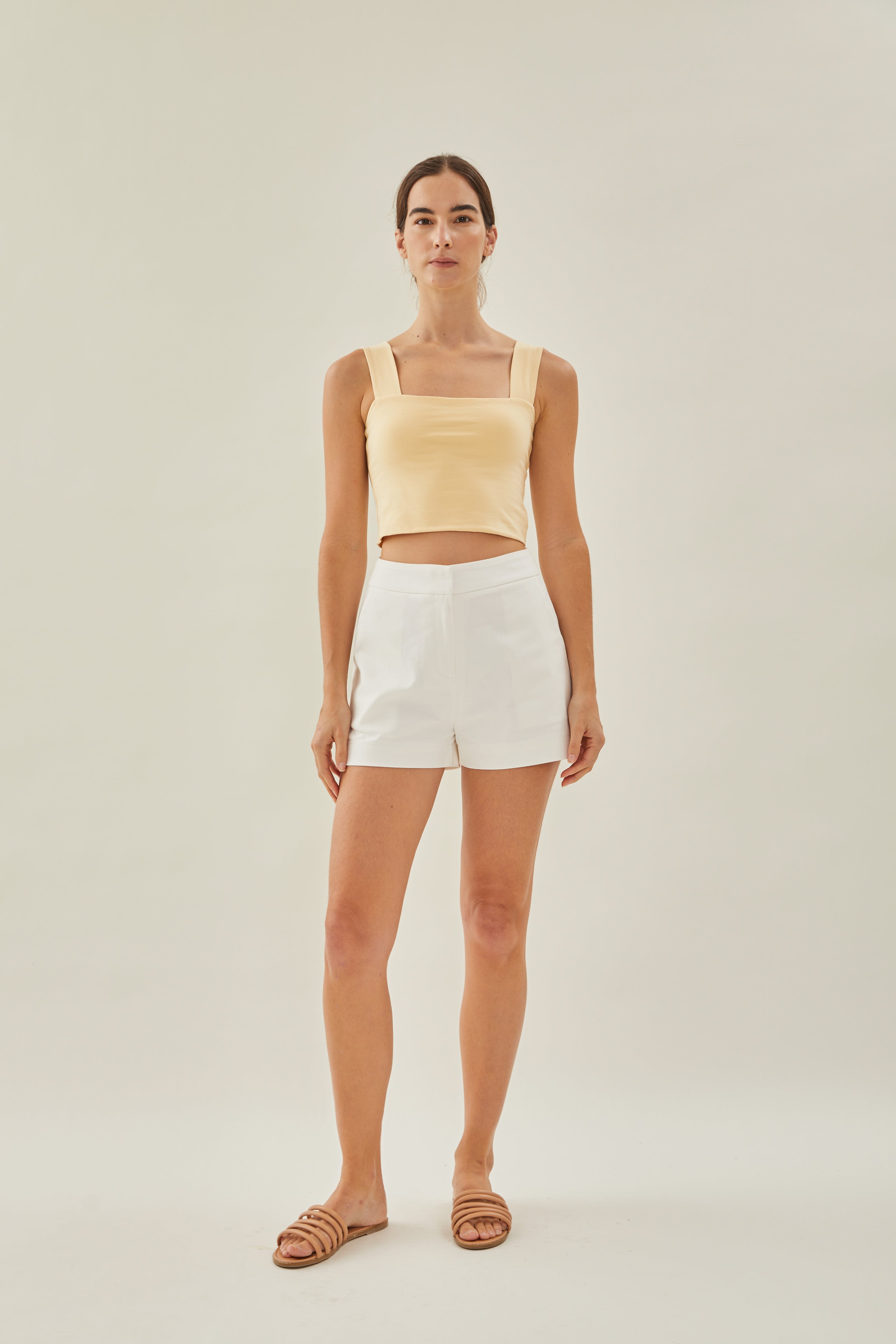 Classic Straight Neck Tank Top in Oat