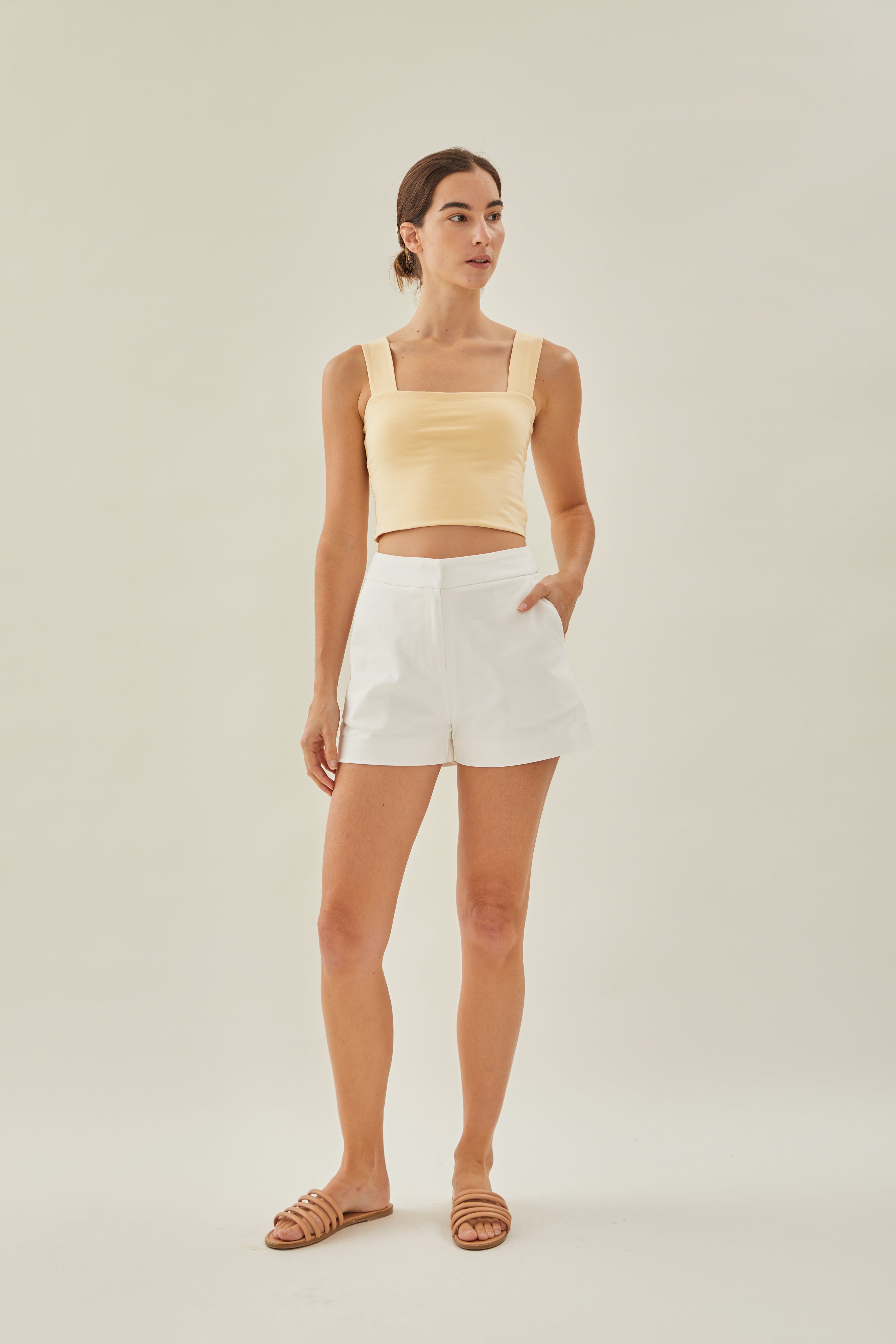 Classic Straight Neck Tank Top in Oat