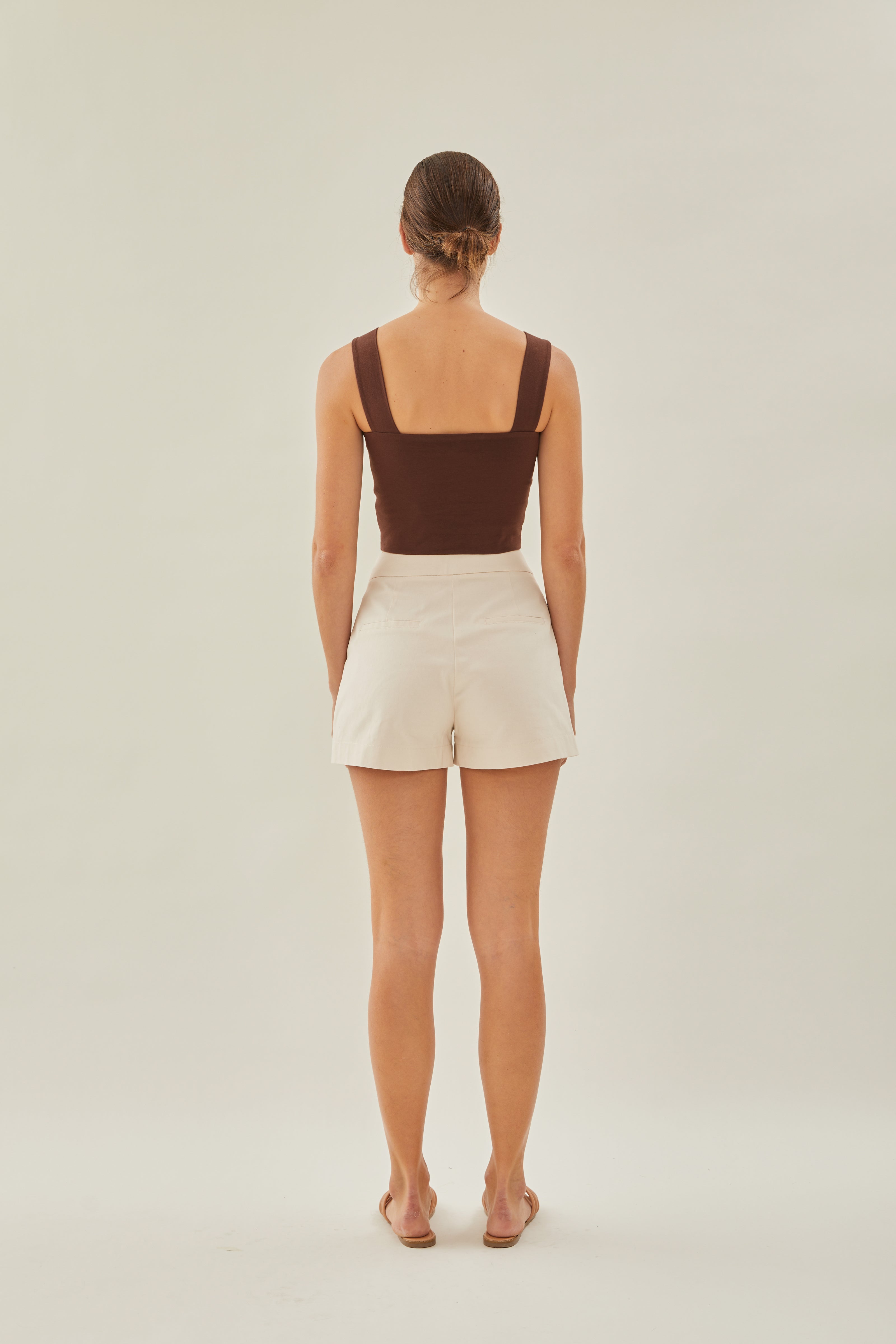 Classic Straight Neck Tank Top in Brown