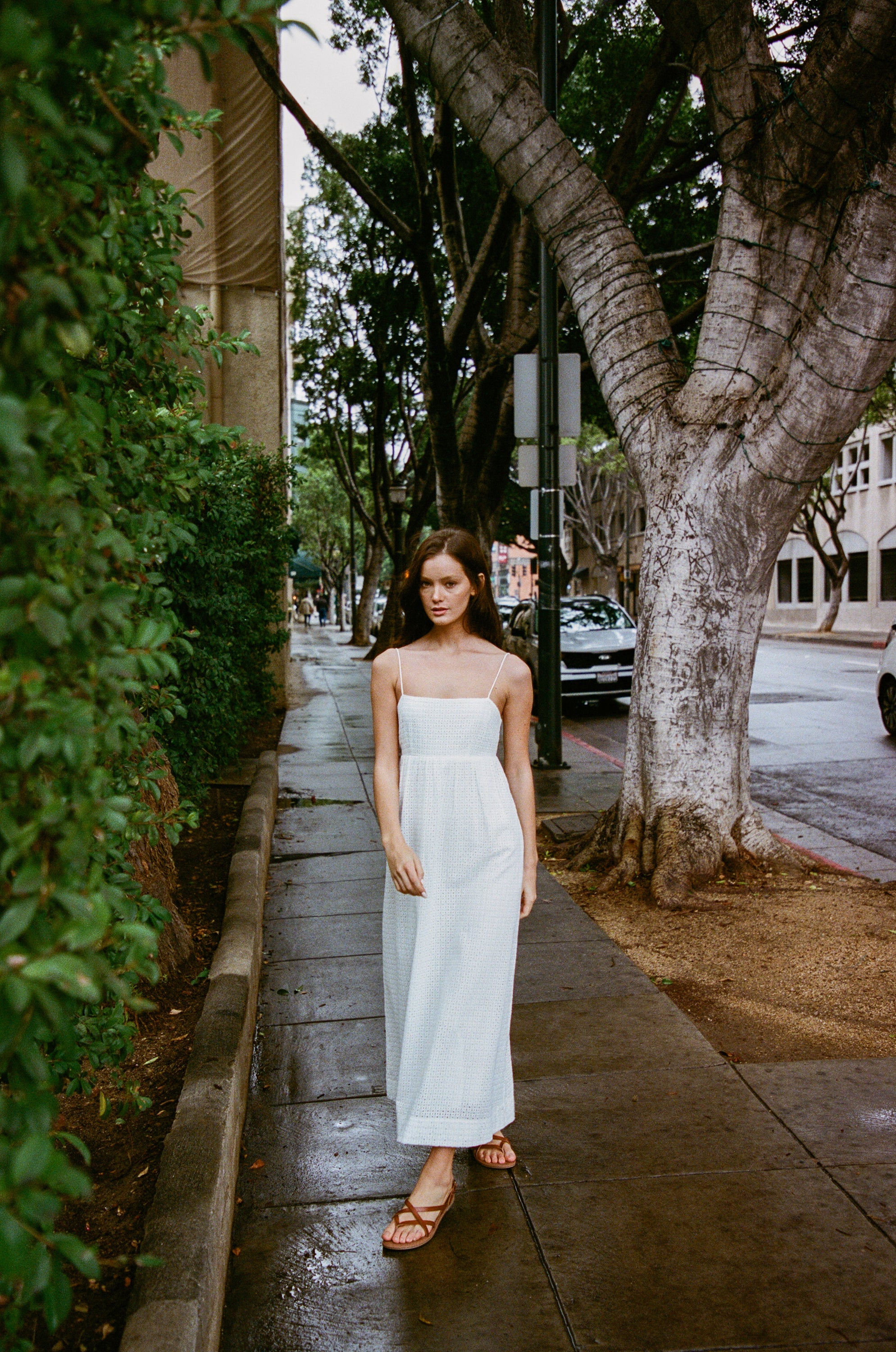 Maha Crochet Cami Midi Dress in White