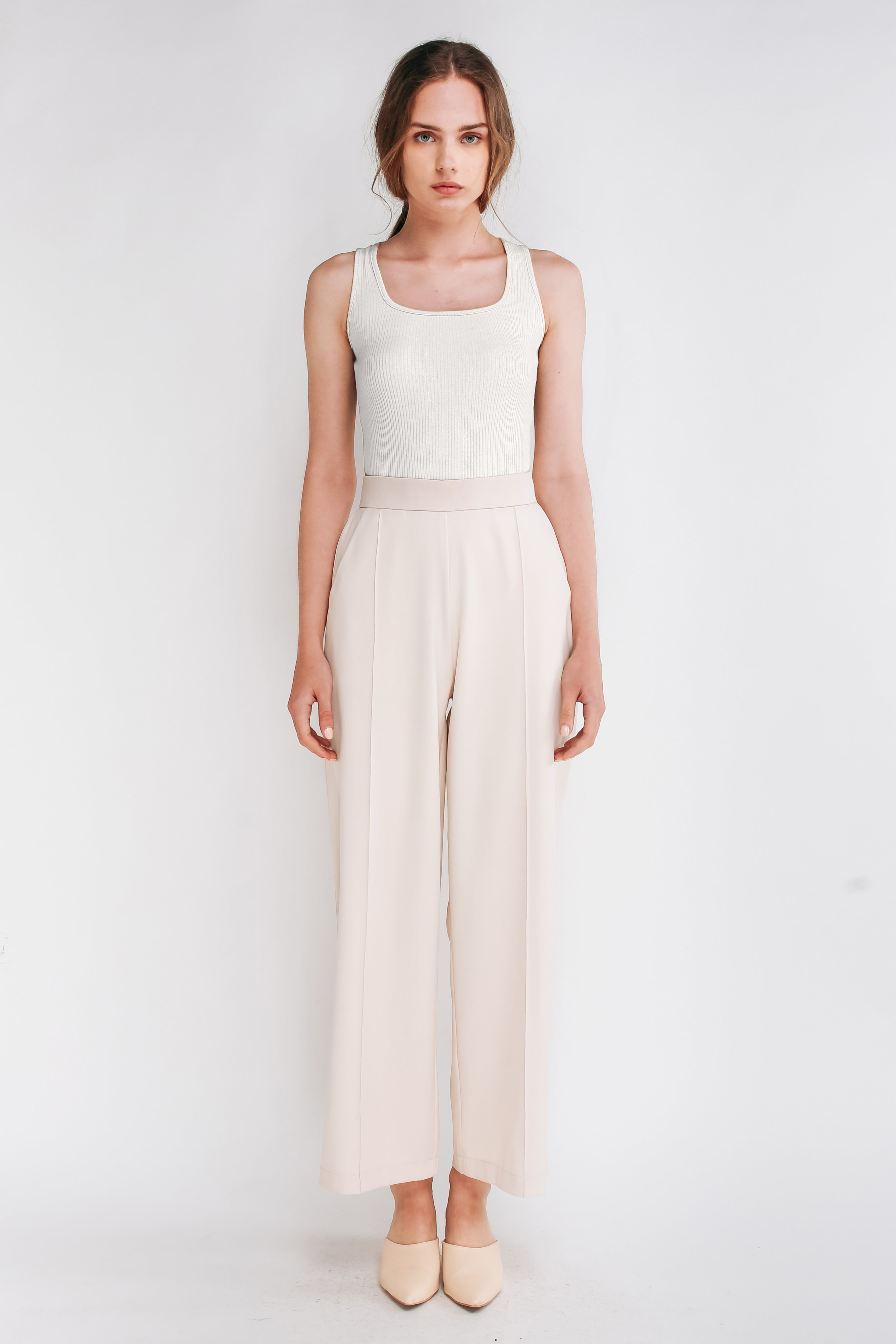 Square Neck Tank Top In Off White (Sale)