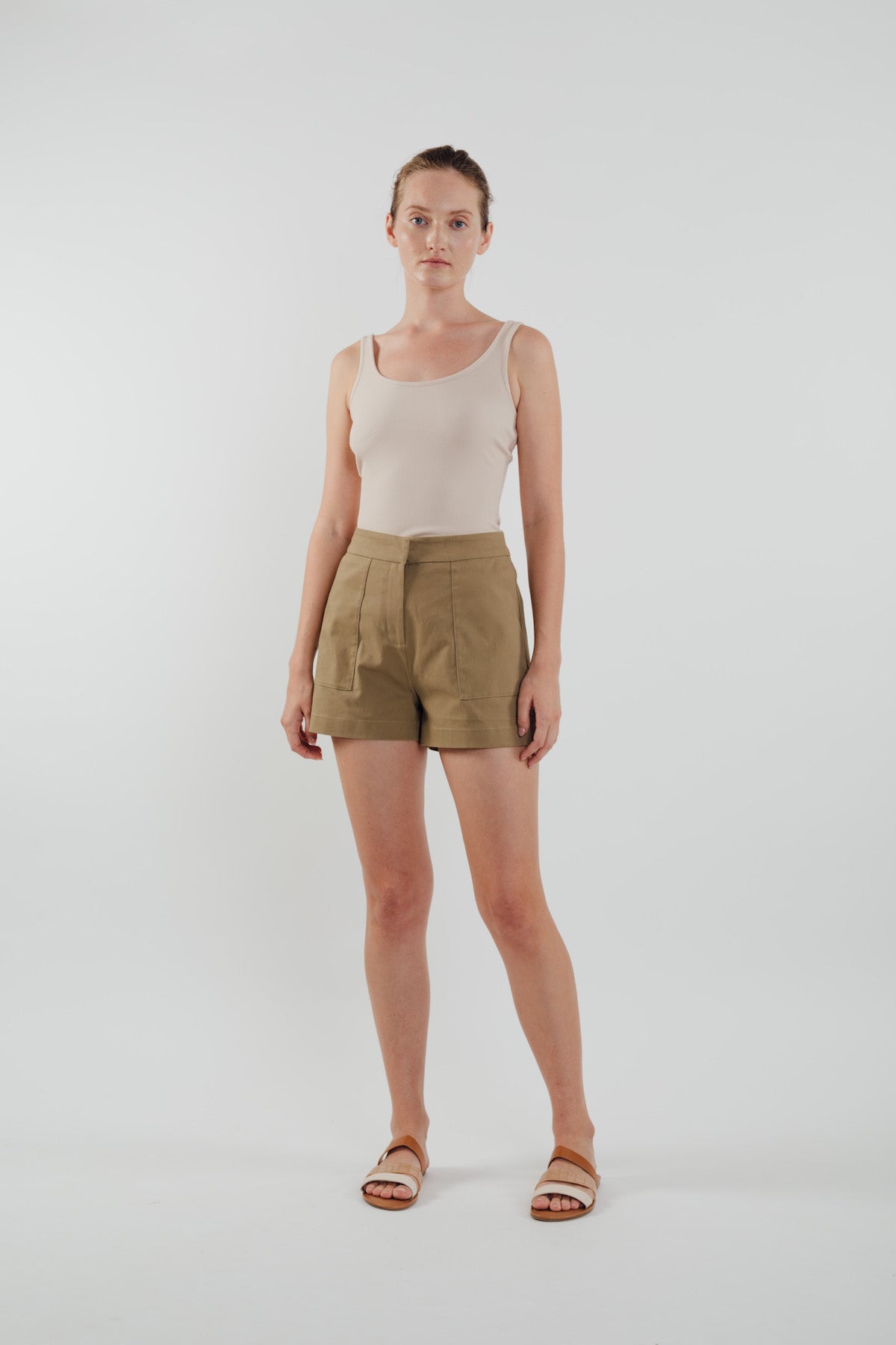 Round Neck Tank Top in Almond (Sale)
