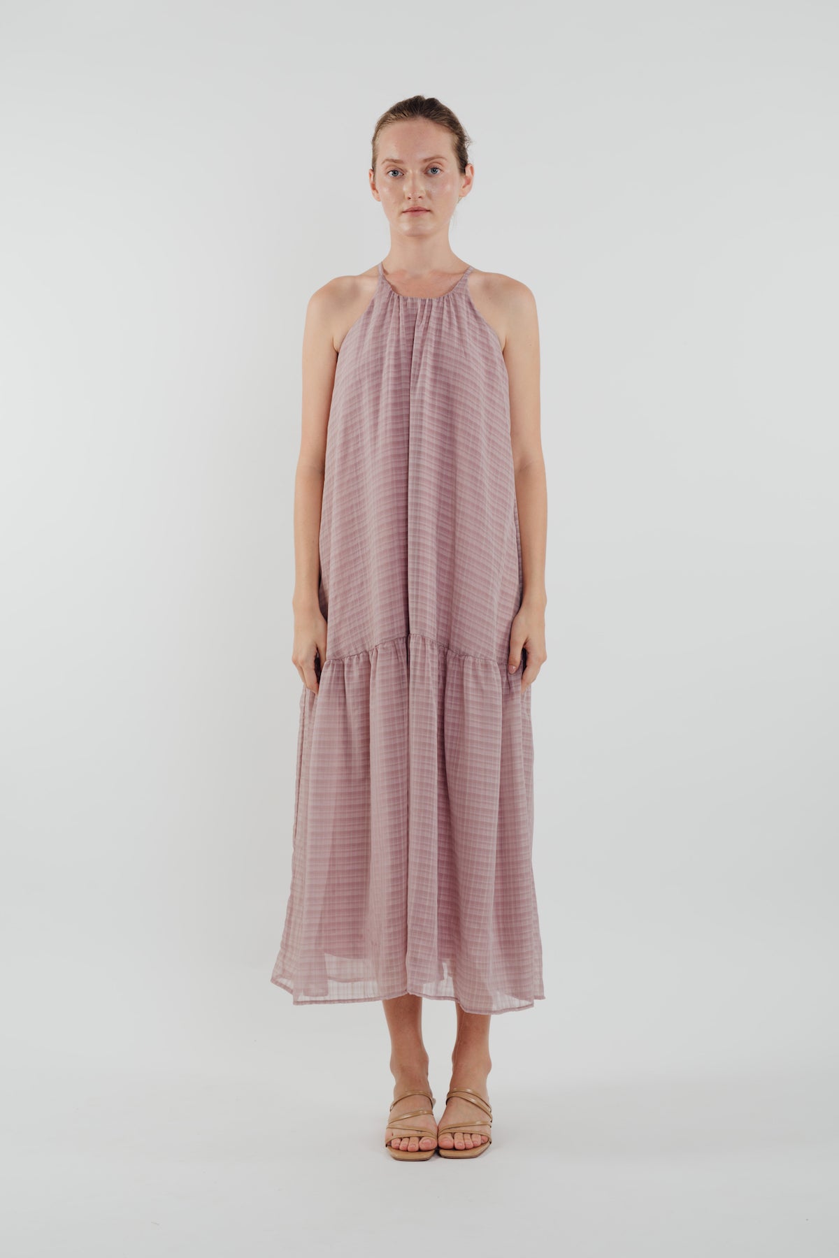 Chiffon Tiered Maxi Dress in Rose