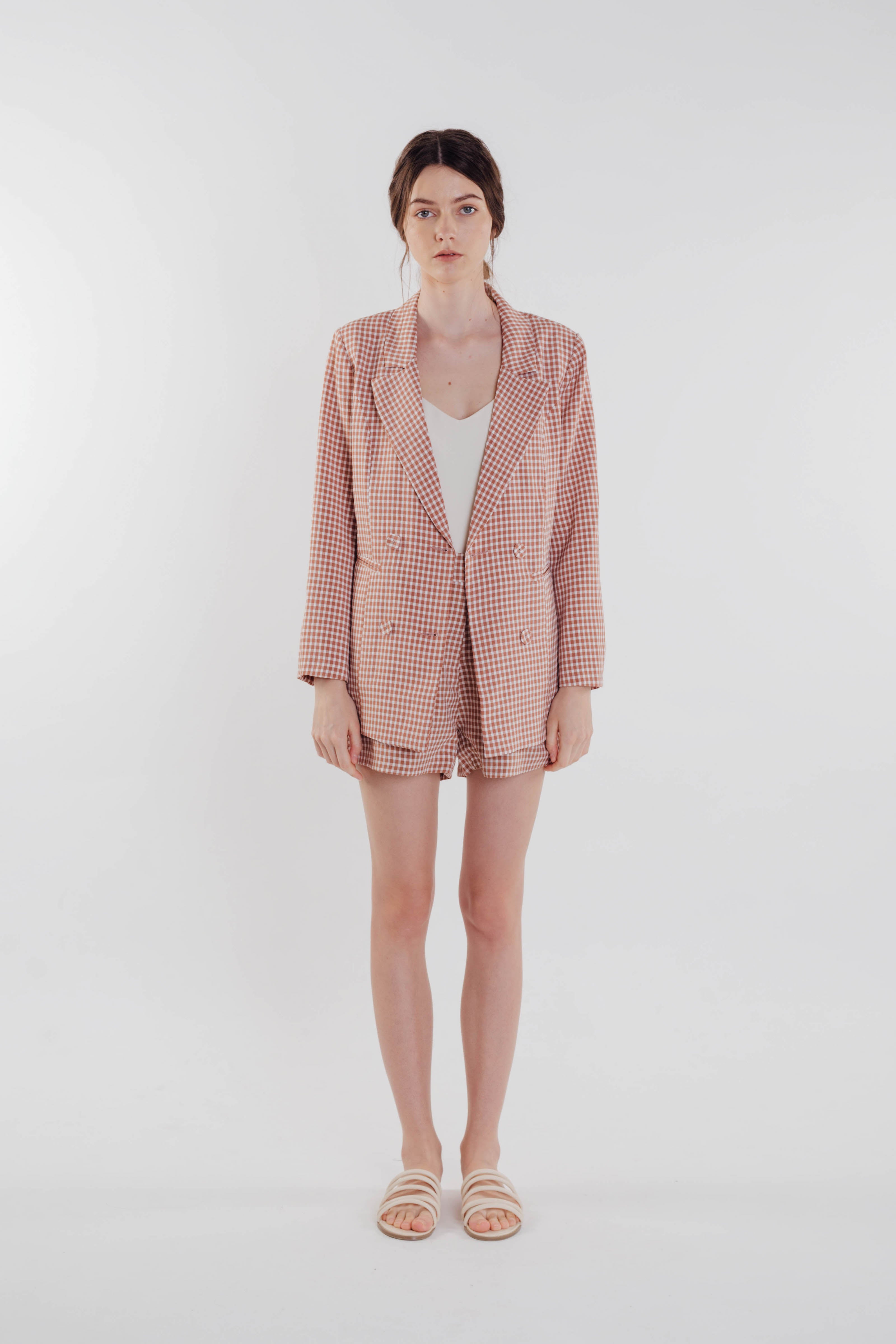 Gingham Blazer in Rose (Sale)