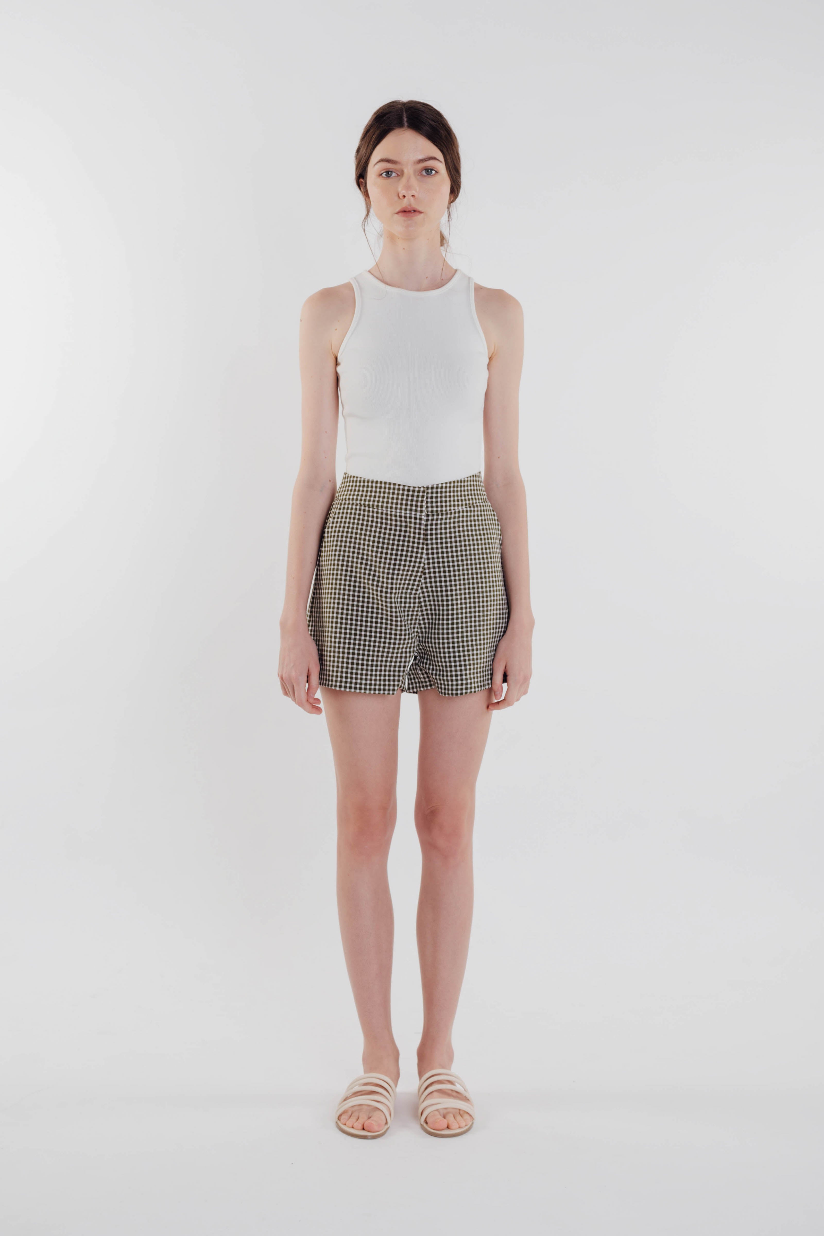 Gingham Shorts in Olive (Sale)