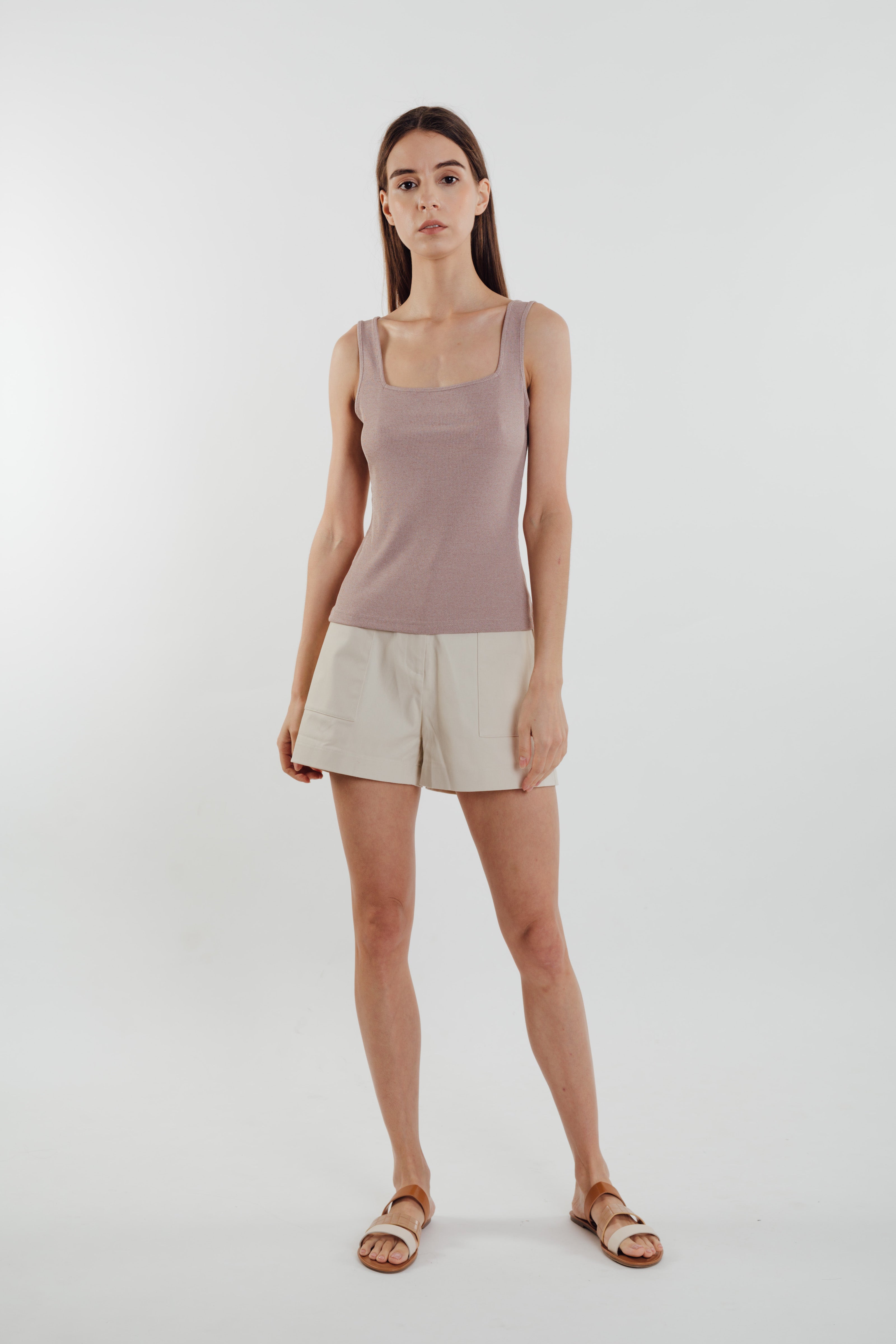 Textured Ribbed Knit Tank in Pebbled Pink