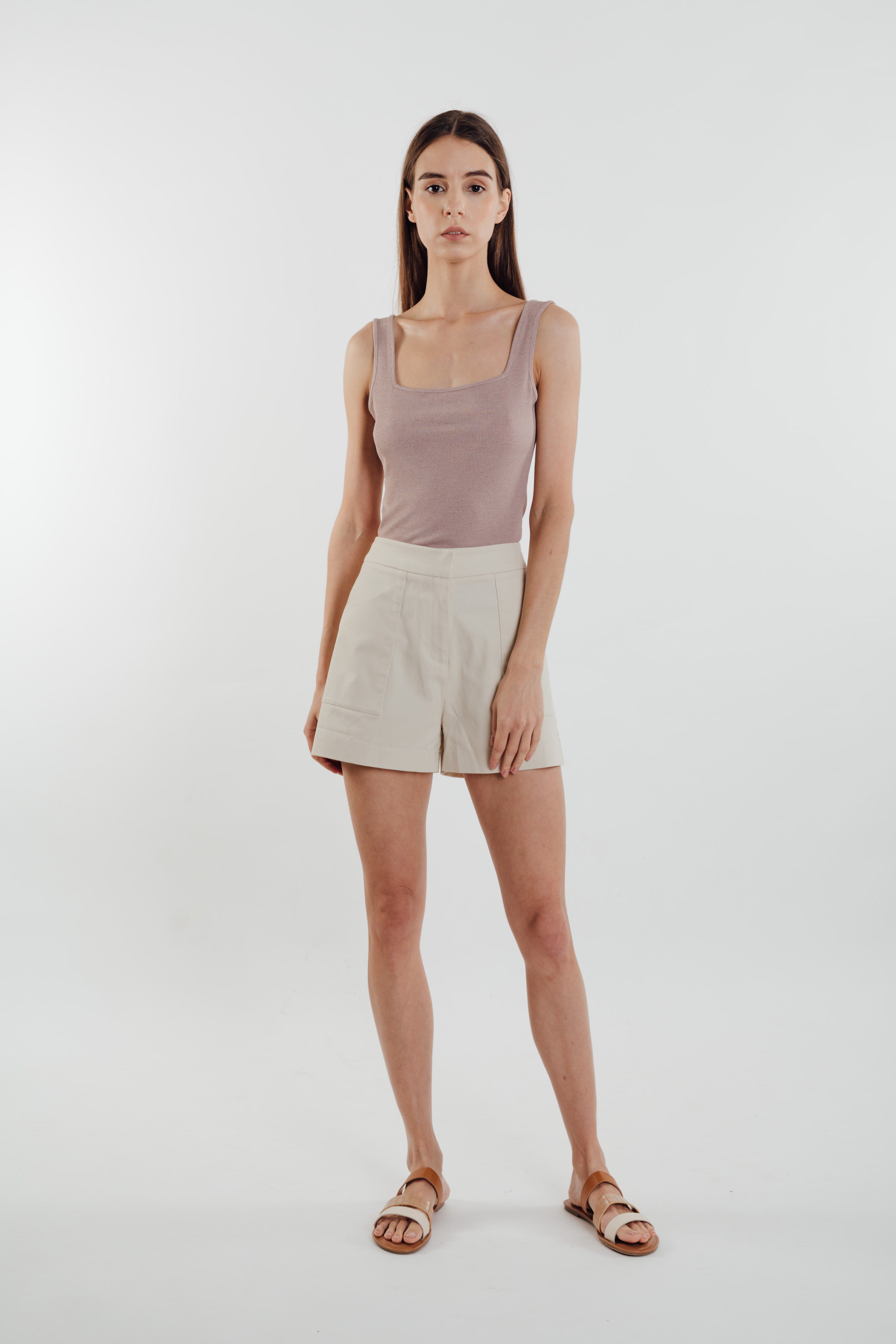 Textured Ribbed Knit Tank in Pebbled Pink