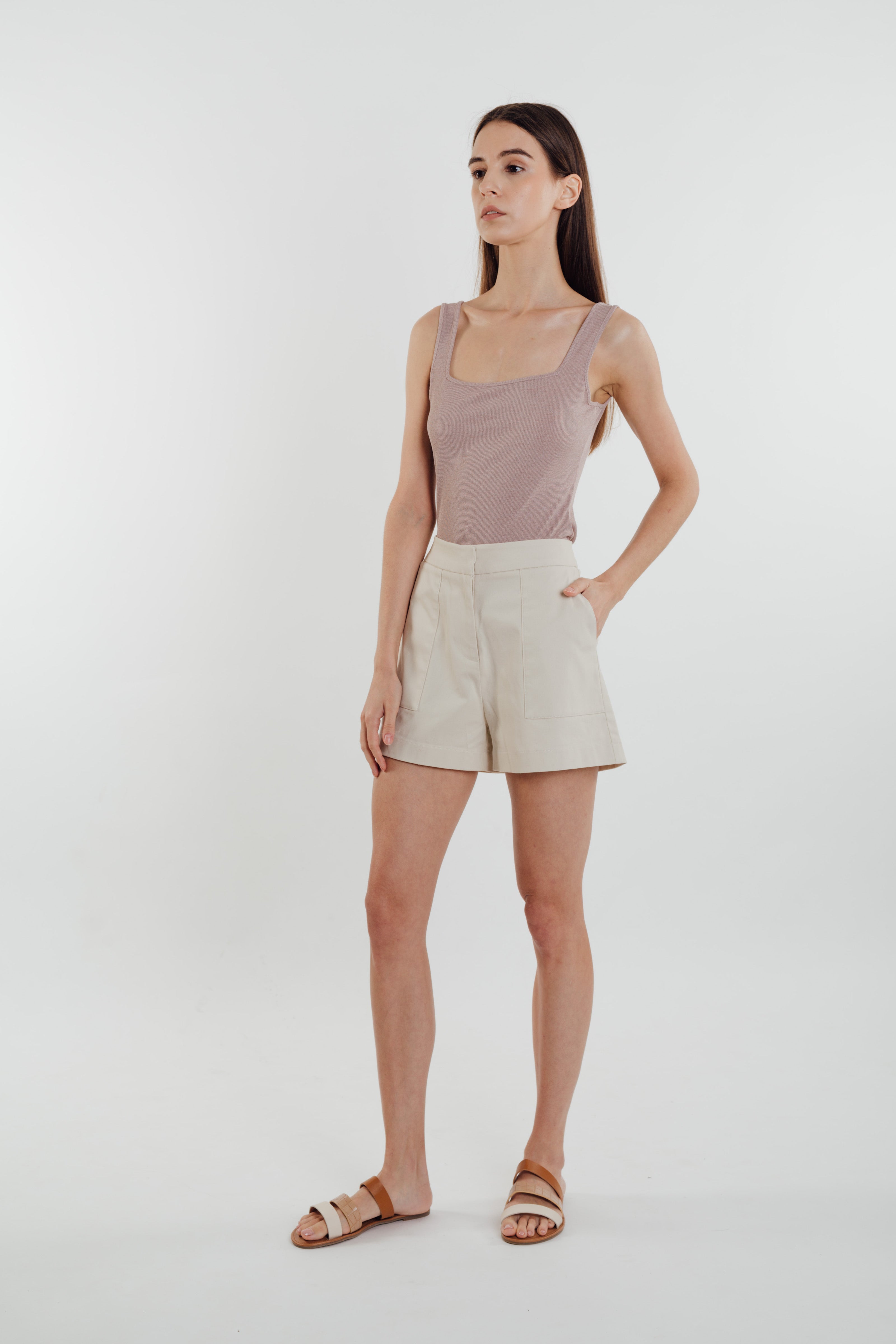 Textured Ribbed Knit Tank in Pebbled Pink