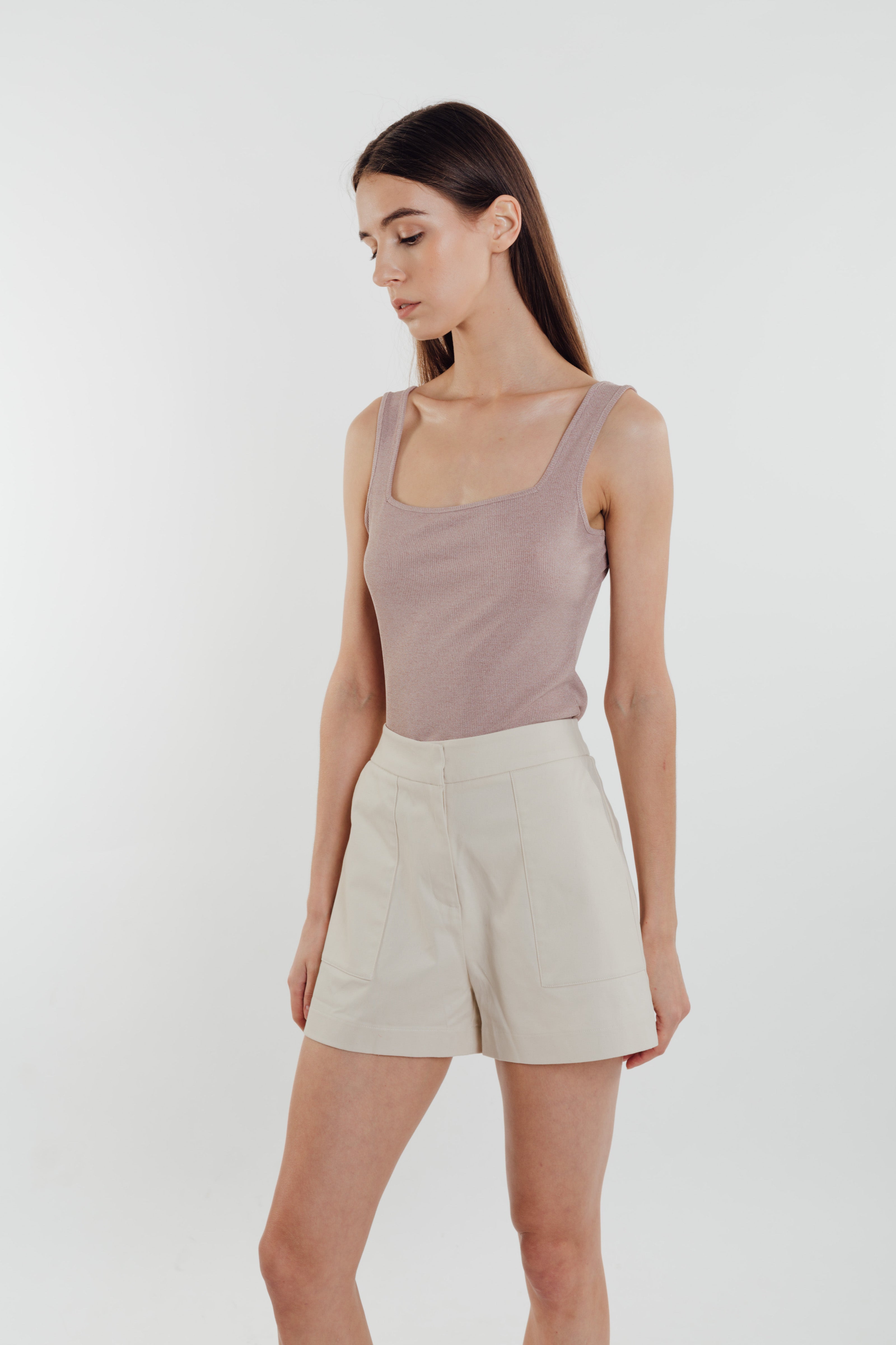 Textured Ribbed Knit Tank in Pebbled Pink