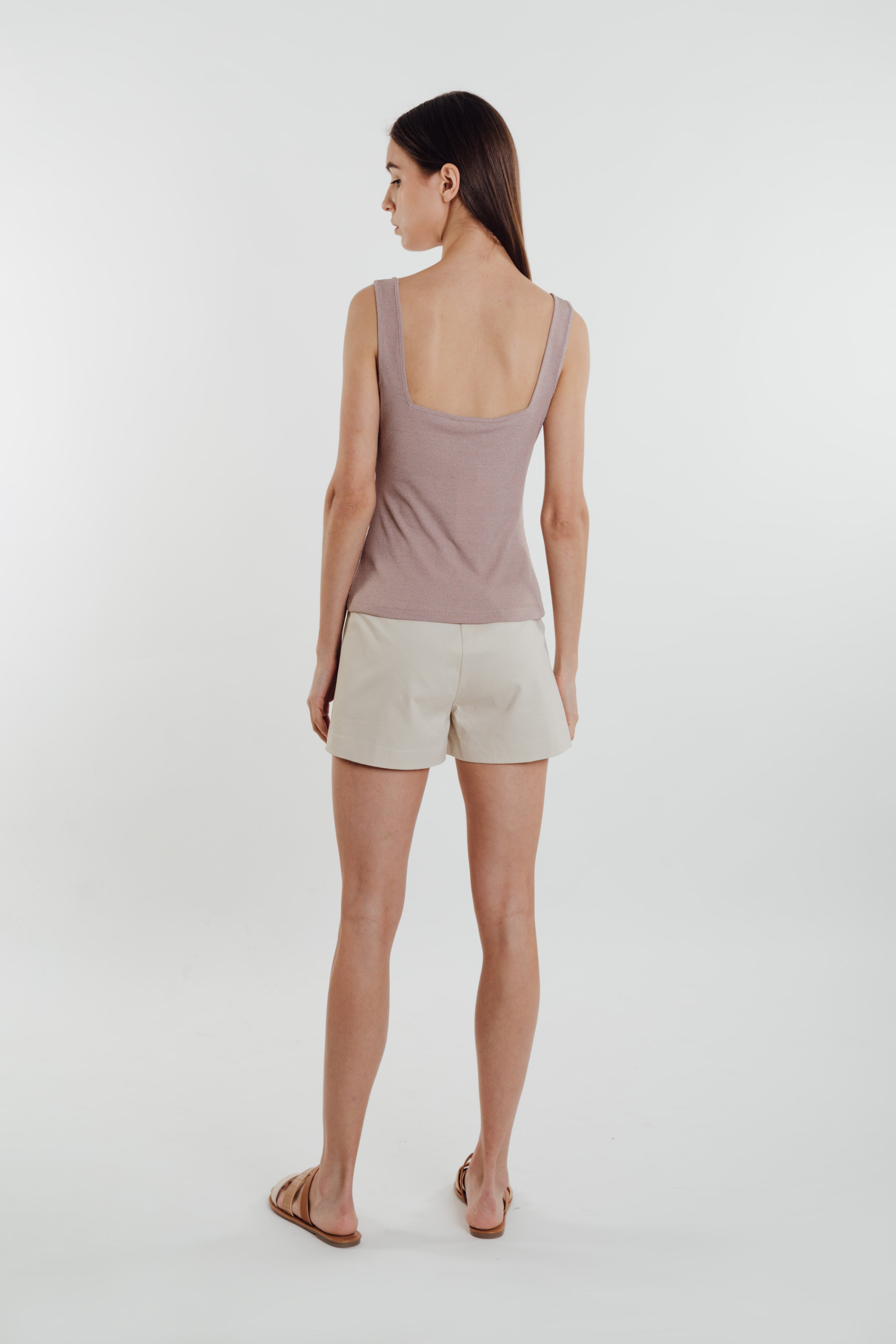 Textured Ribbed Knit Tank in Pebbled Pink