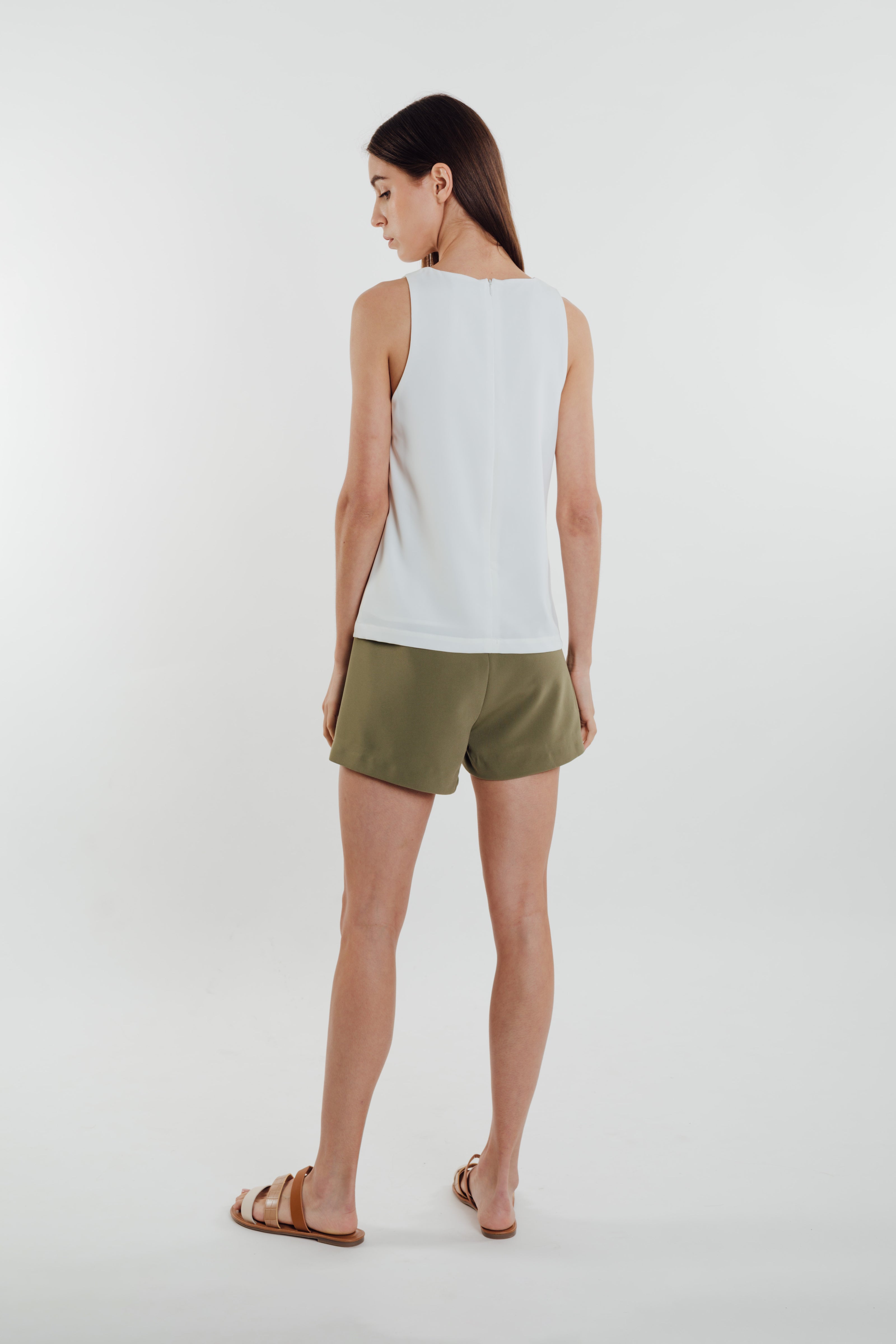 Front Stitchline Tank Top in White