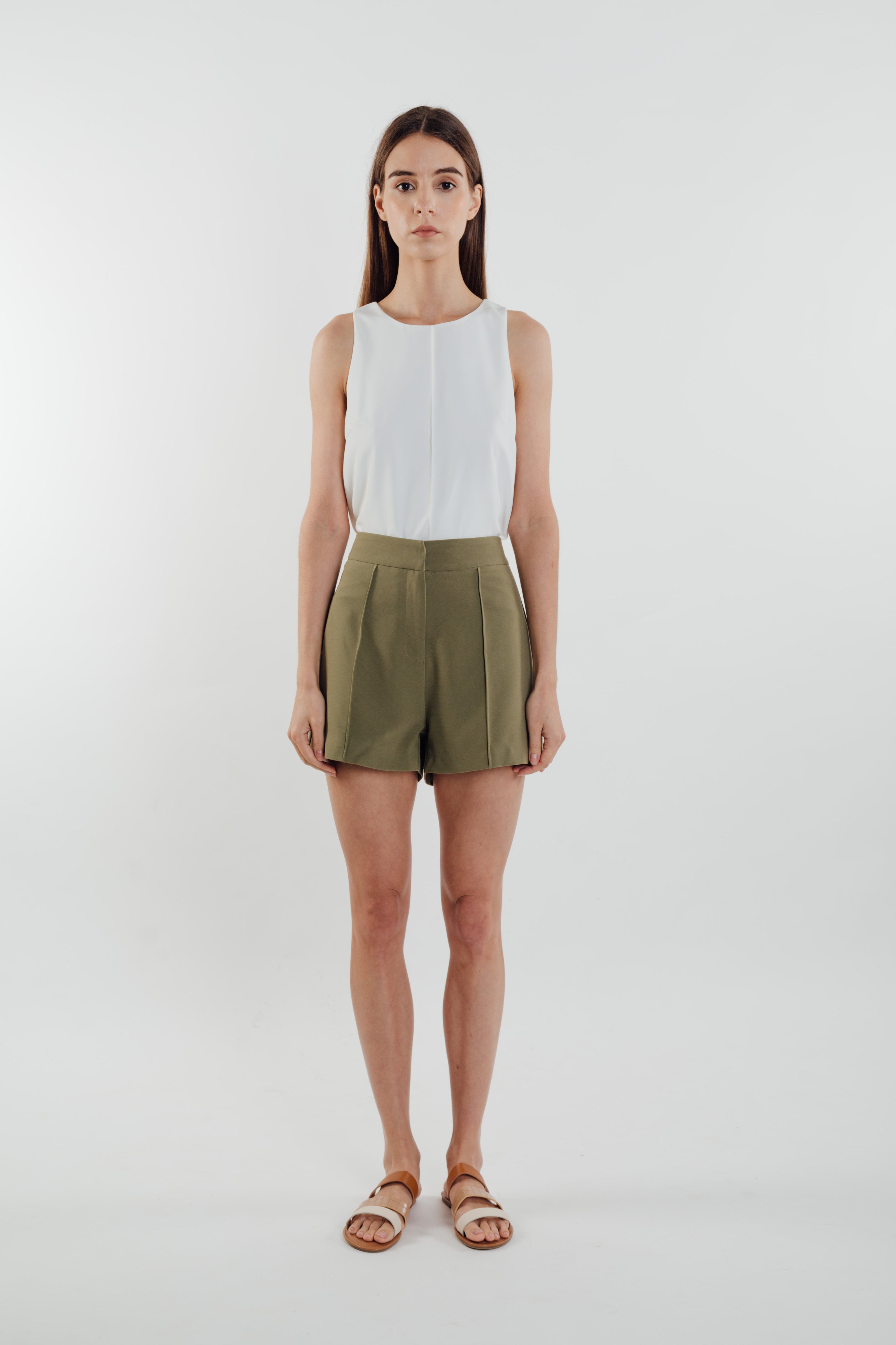 Front Stitchline Tank Top in White
