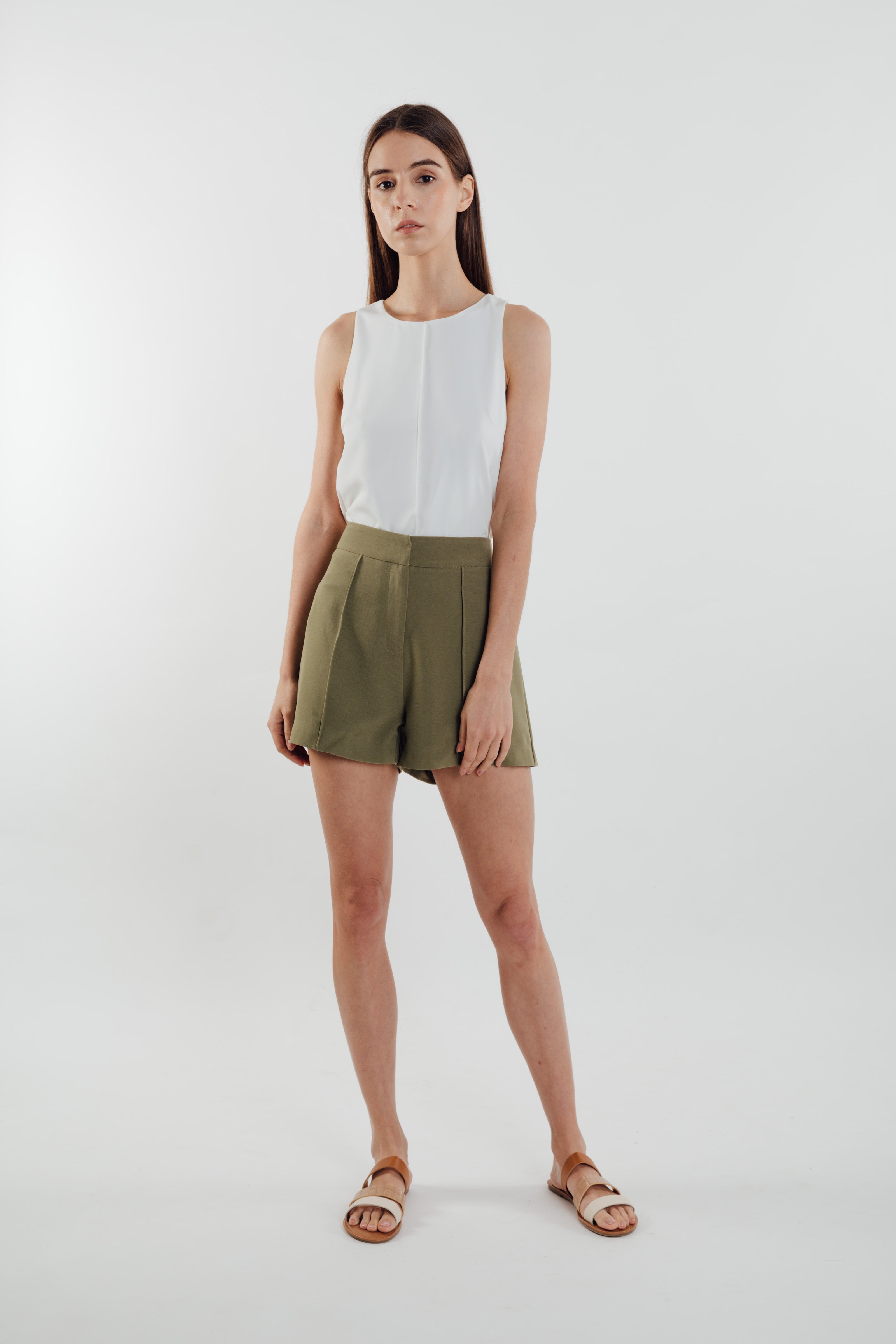 Front Stitchline Tank Top in White
