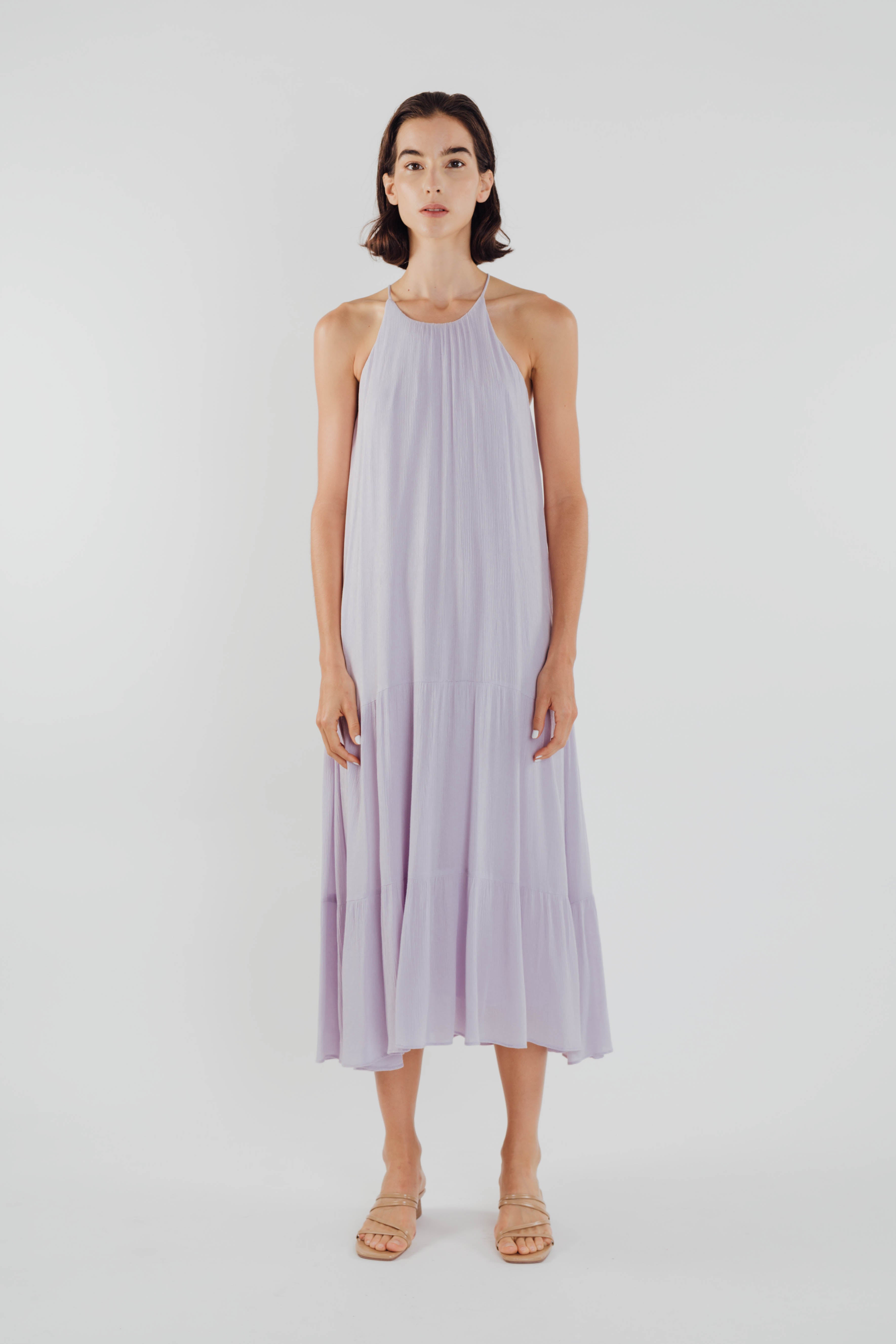Textured Crepe Maxi Dress in Orchid
