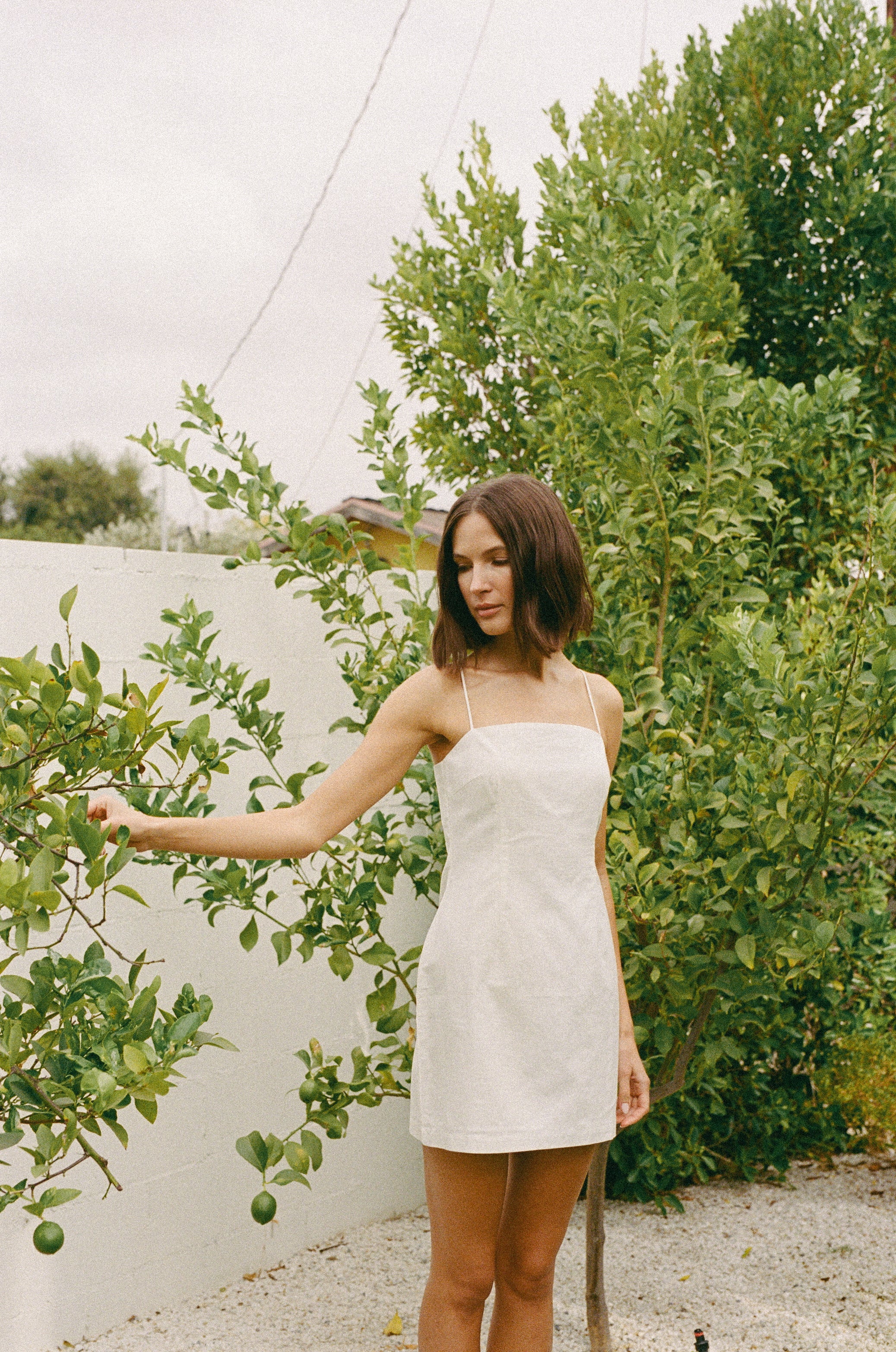 Linen Mini Dress in White