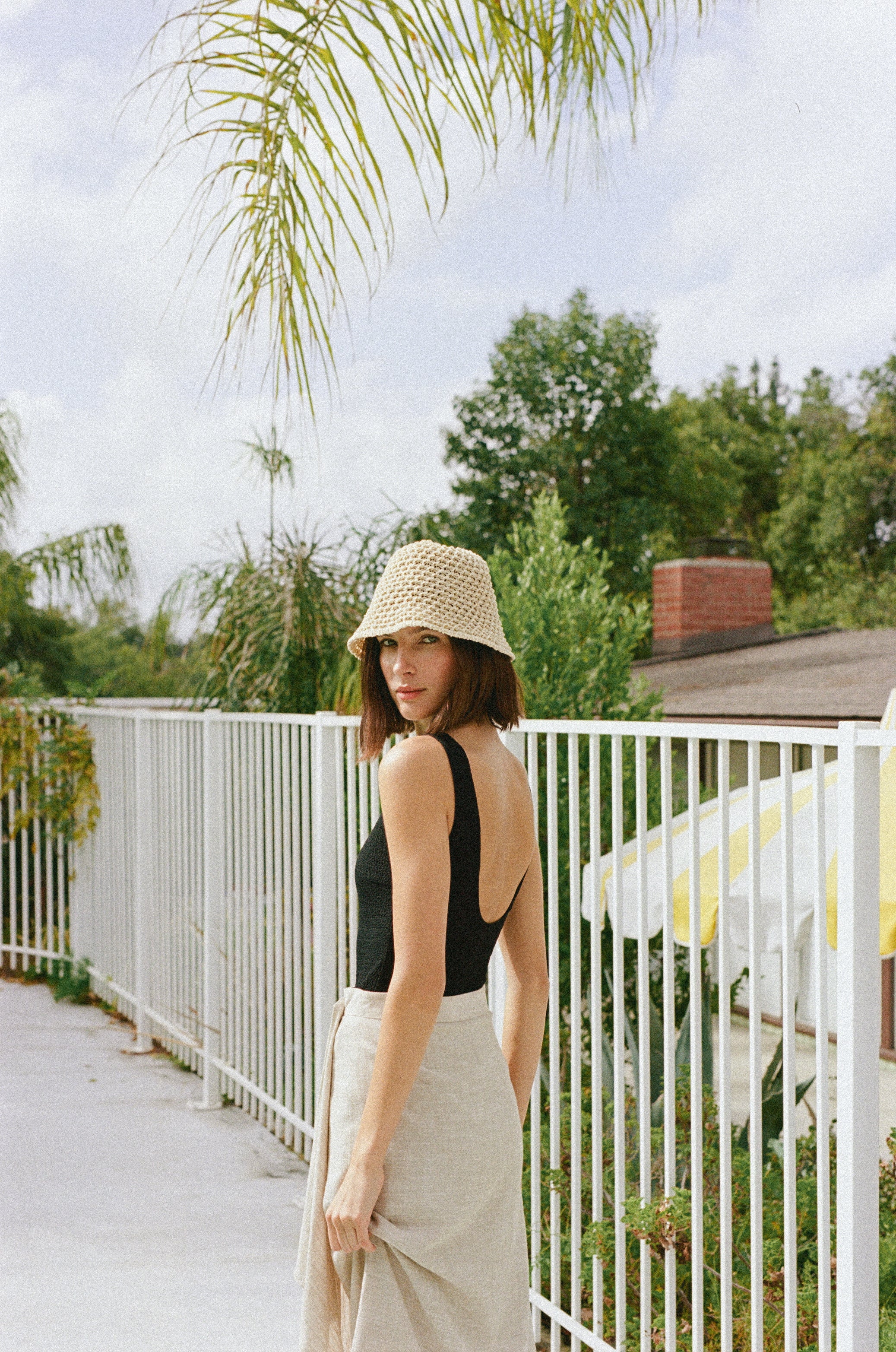 Textured Stretch Bodysuit in Black