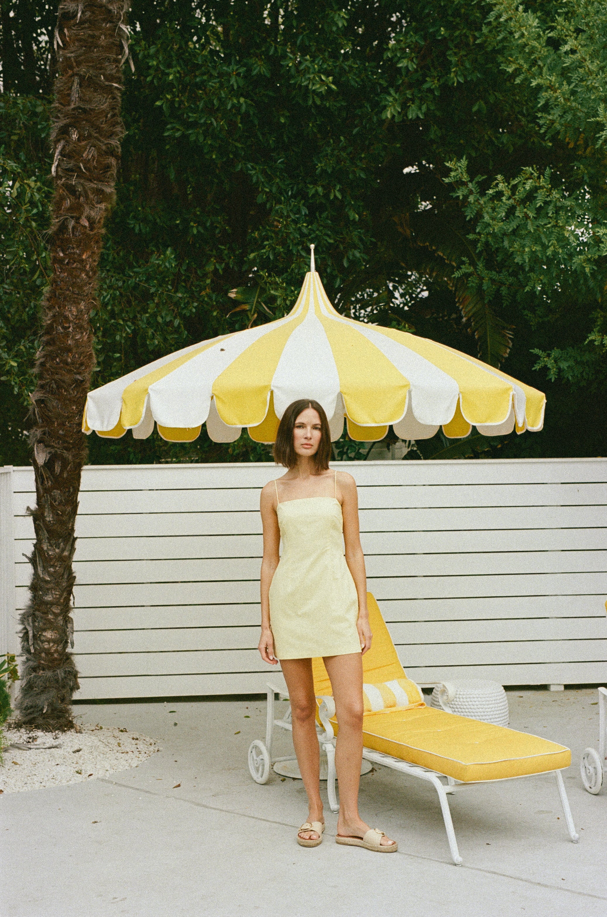 Linen Mini Dress in Lemon