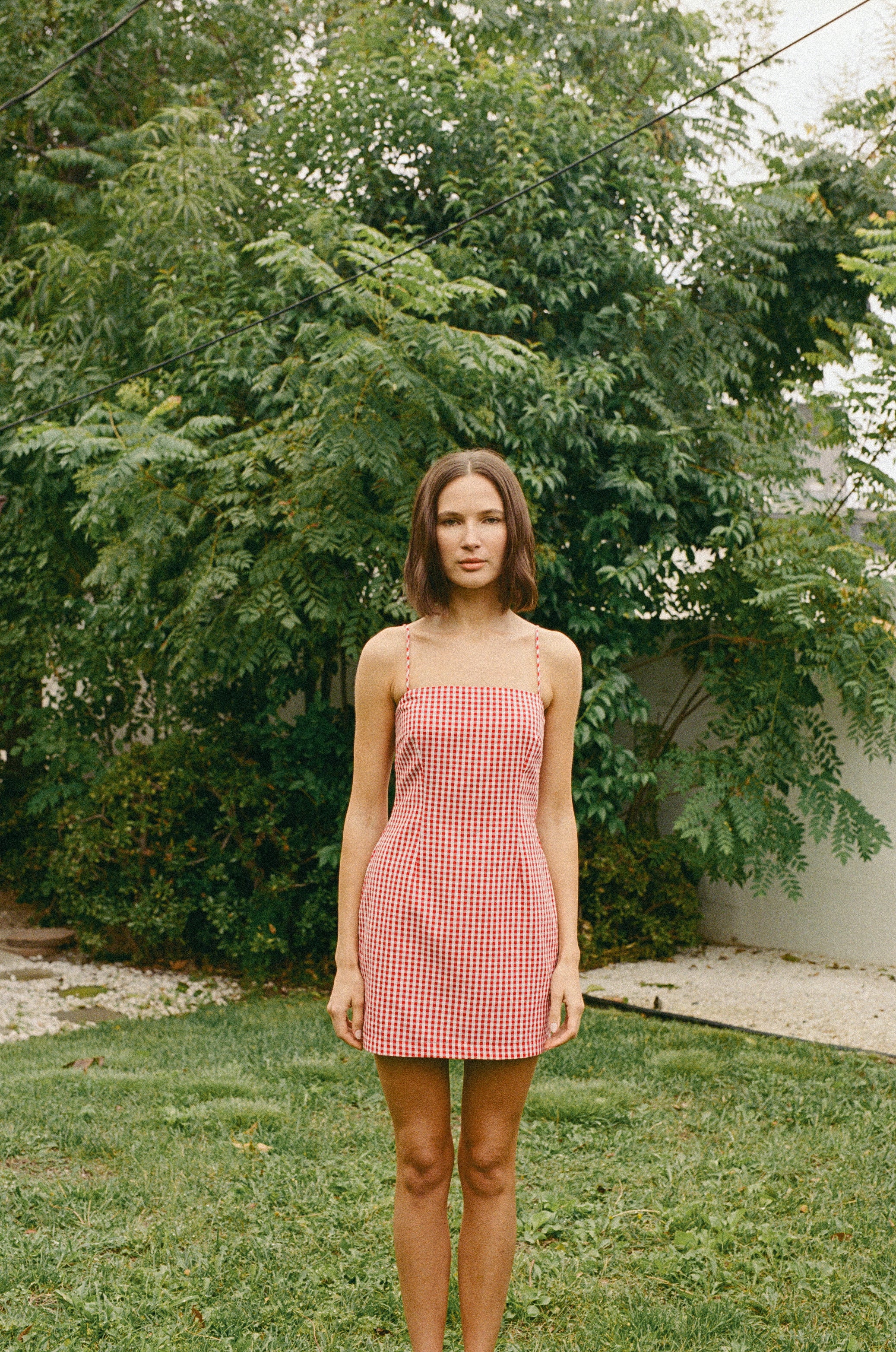 Cotton Mini Dress in Red Gingham