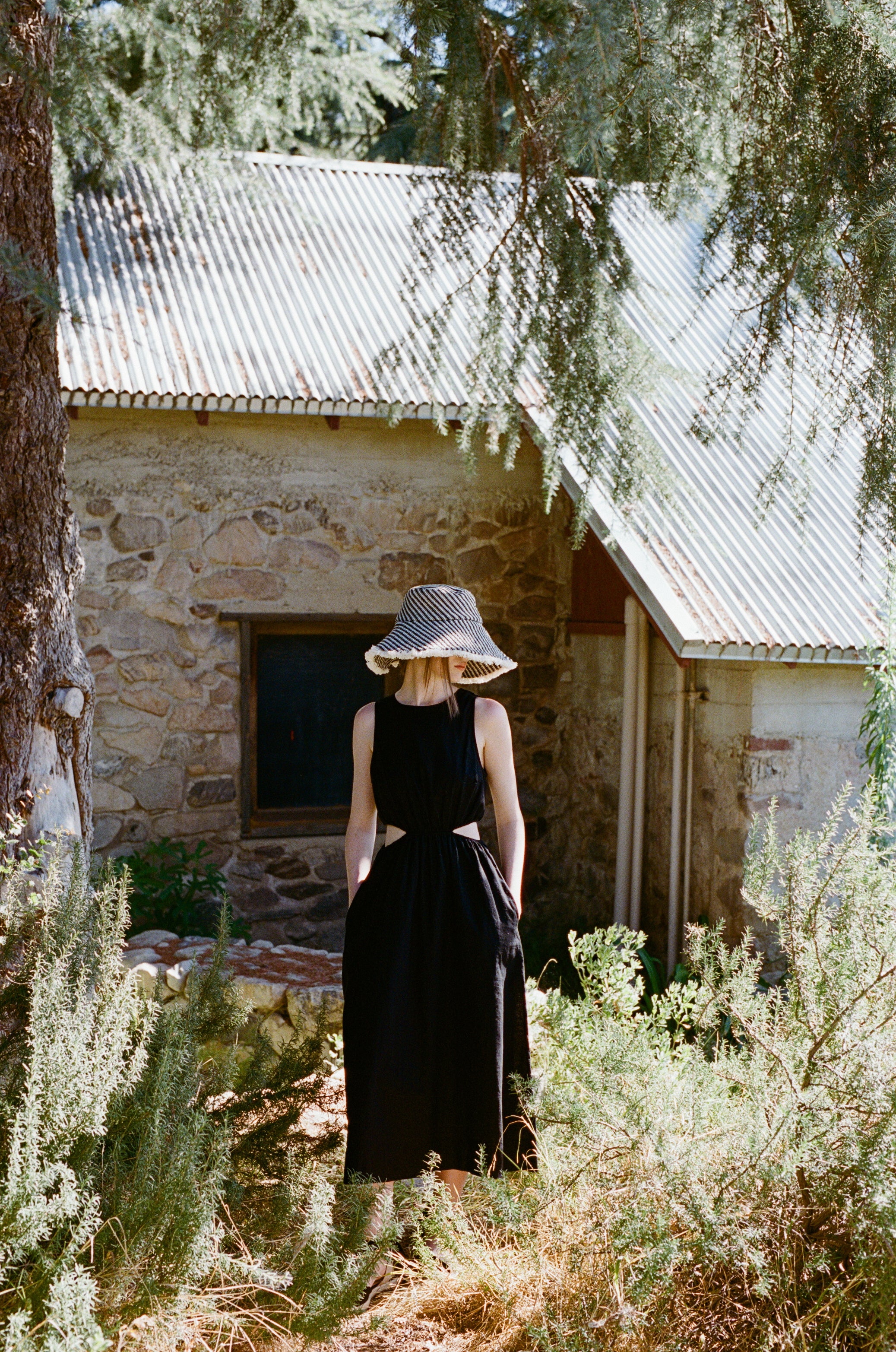 Cut-Out Midi Dress in Black