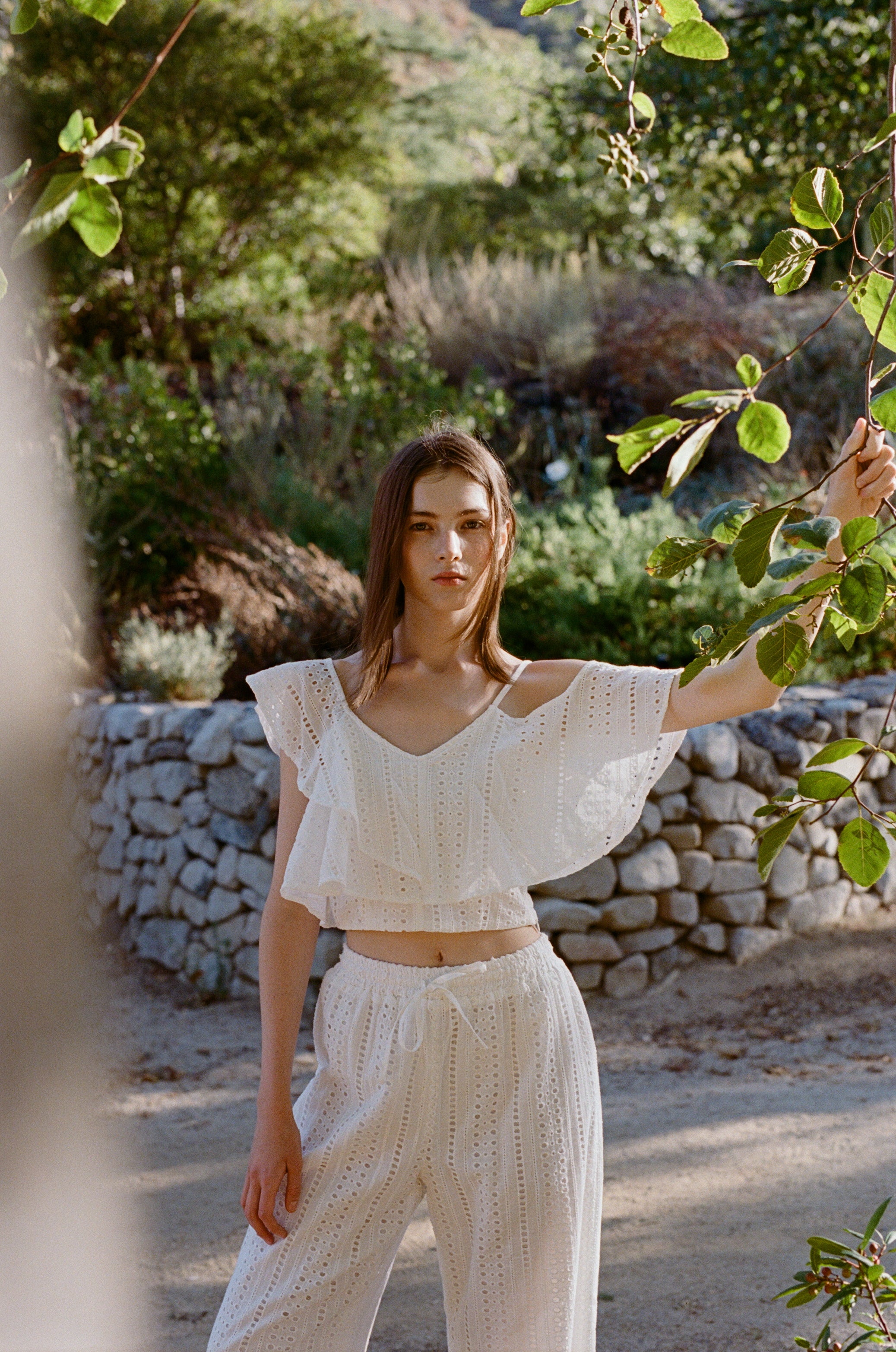 Peru Broderie Anglaise Asymmetrical Top in White